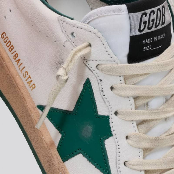GOLDEN GOOSE BALLSTAR WHITE AND GREEN