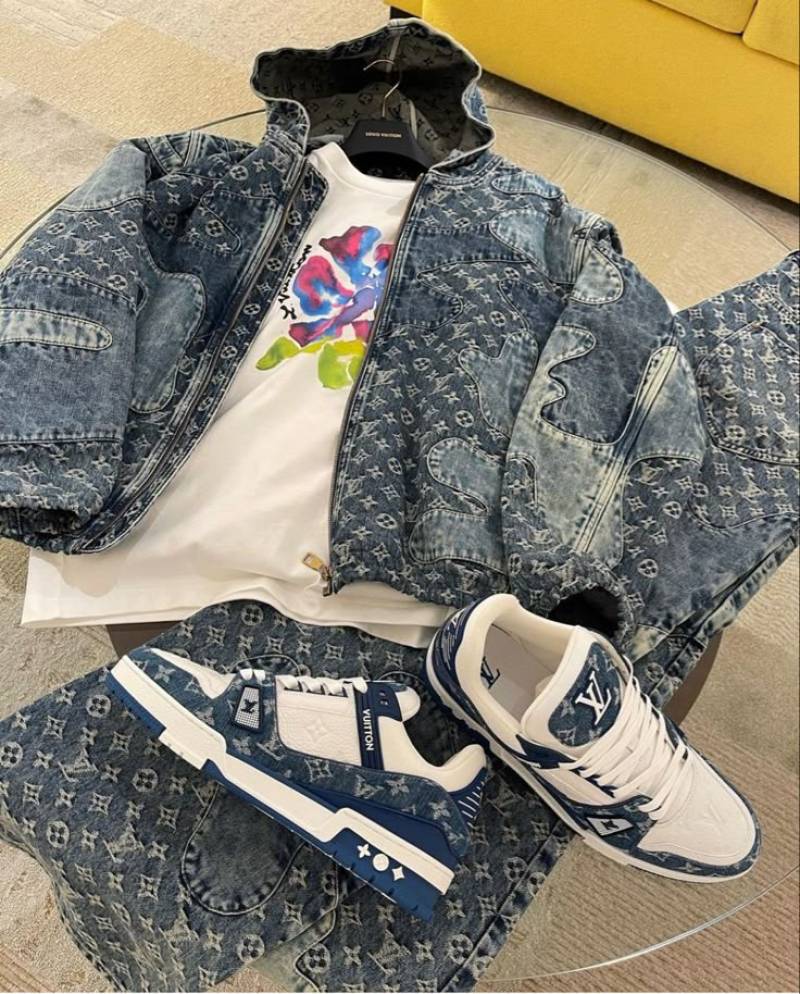 Lv _vuitton trainer monogram denim - light blue