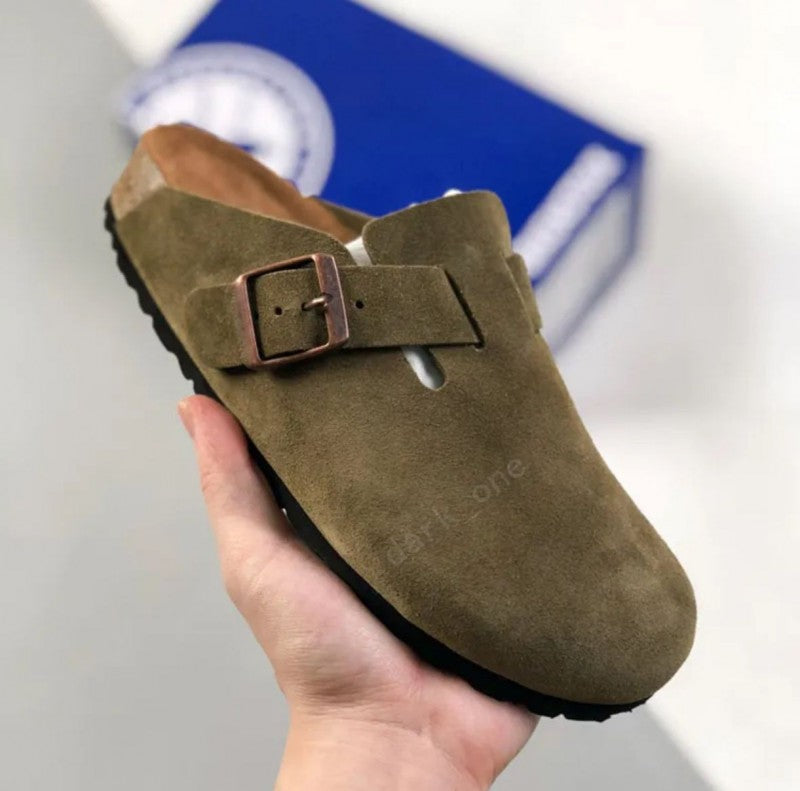 BIRKINSTOCK BOSTON OLIVE SUEDE