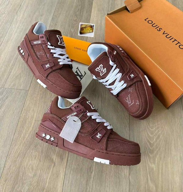 Louis_ Vuitton Trainer Brown Denim With All Accessories (368