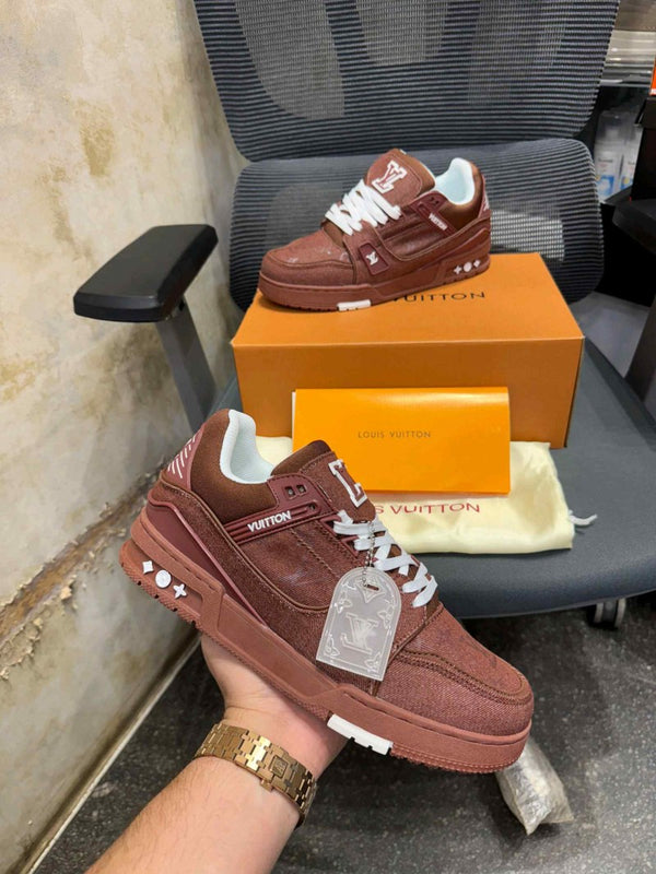 Louis_ Vuitton Trainer Brown Denim With All Accessories (368
