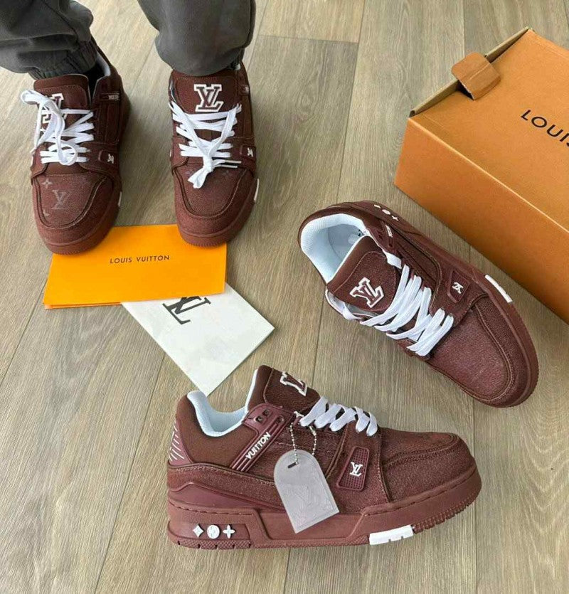 Louis_ Vuitton Trainer Brown Denim With All Accessories (368