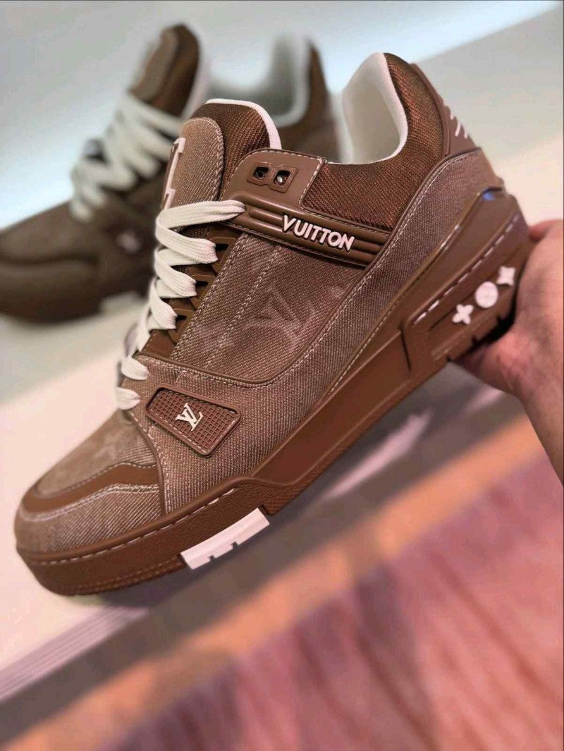 Louis_ Vuitton Trainer Brown Denim With All Accessories (368
