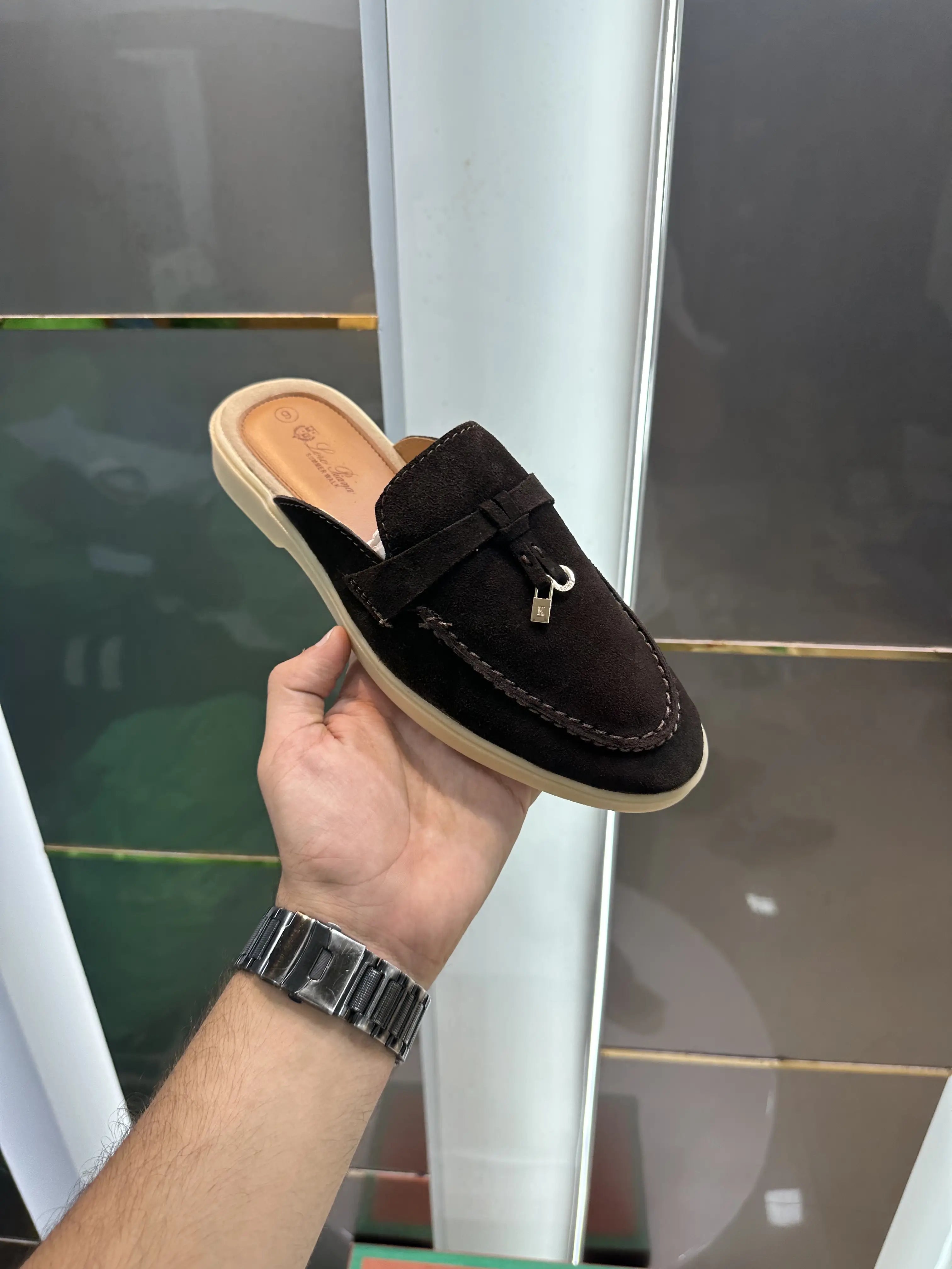 Loro_Piana Key Lock Slip-Ons Brown Main image