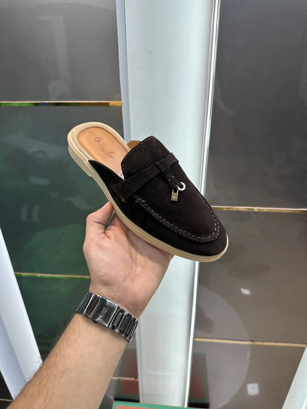 Loro_Piana Key Lock Slip-Ons Brown