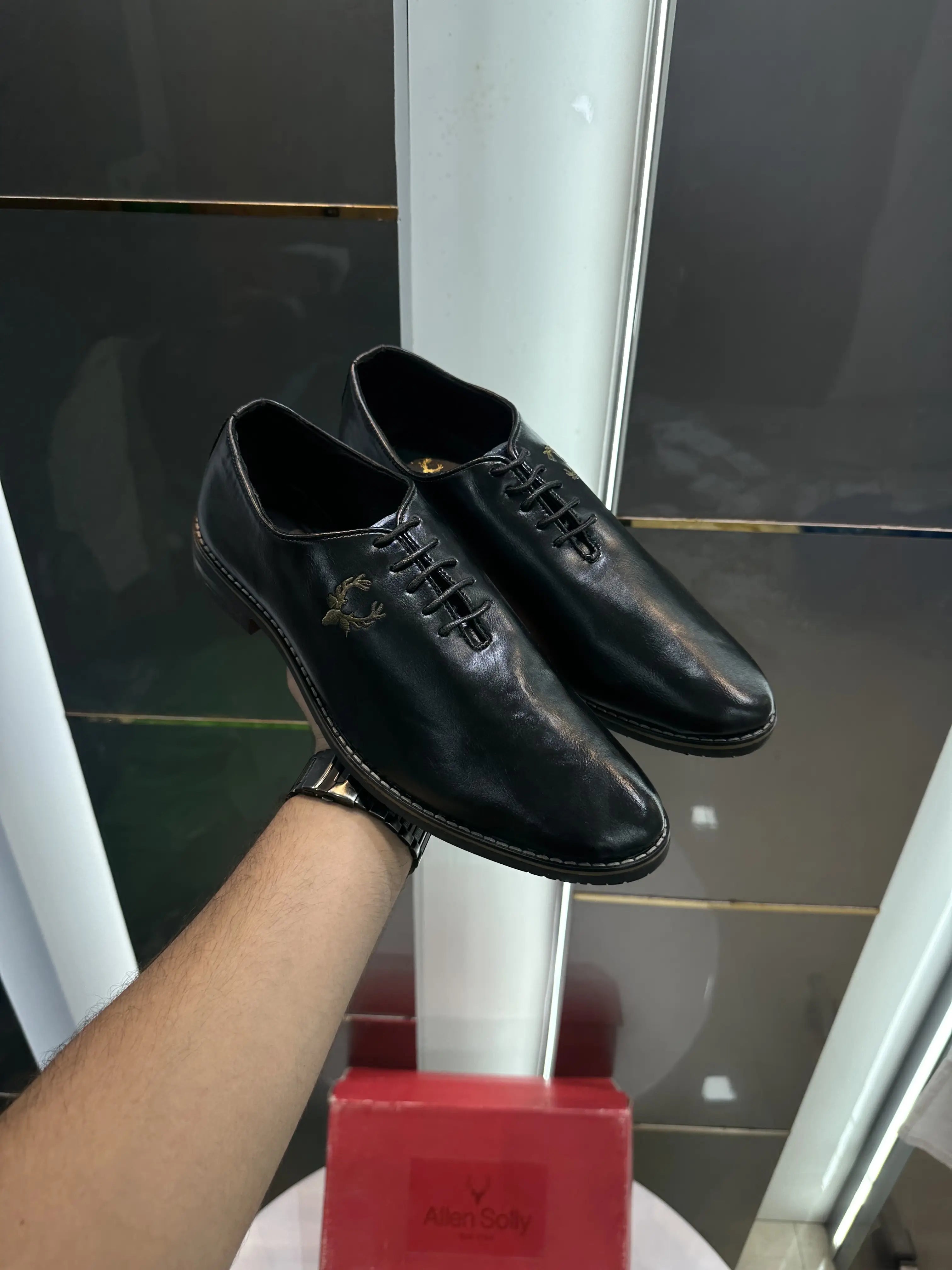 Allen_Solly Black Premium Leather Shoes Secondary image