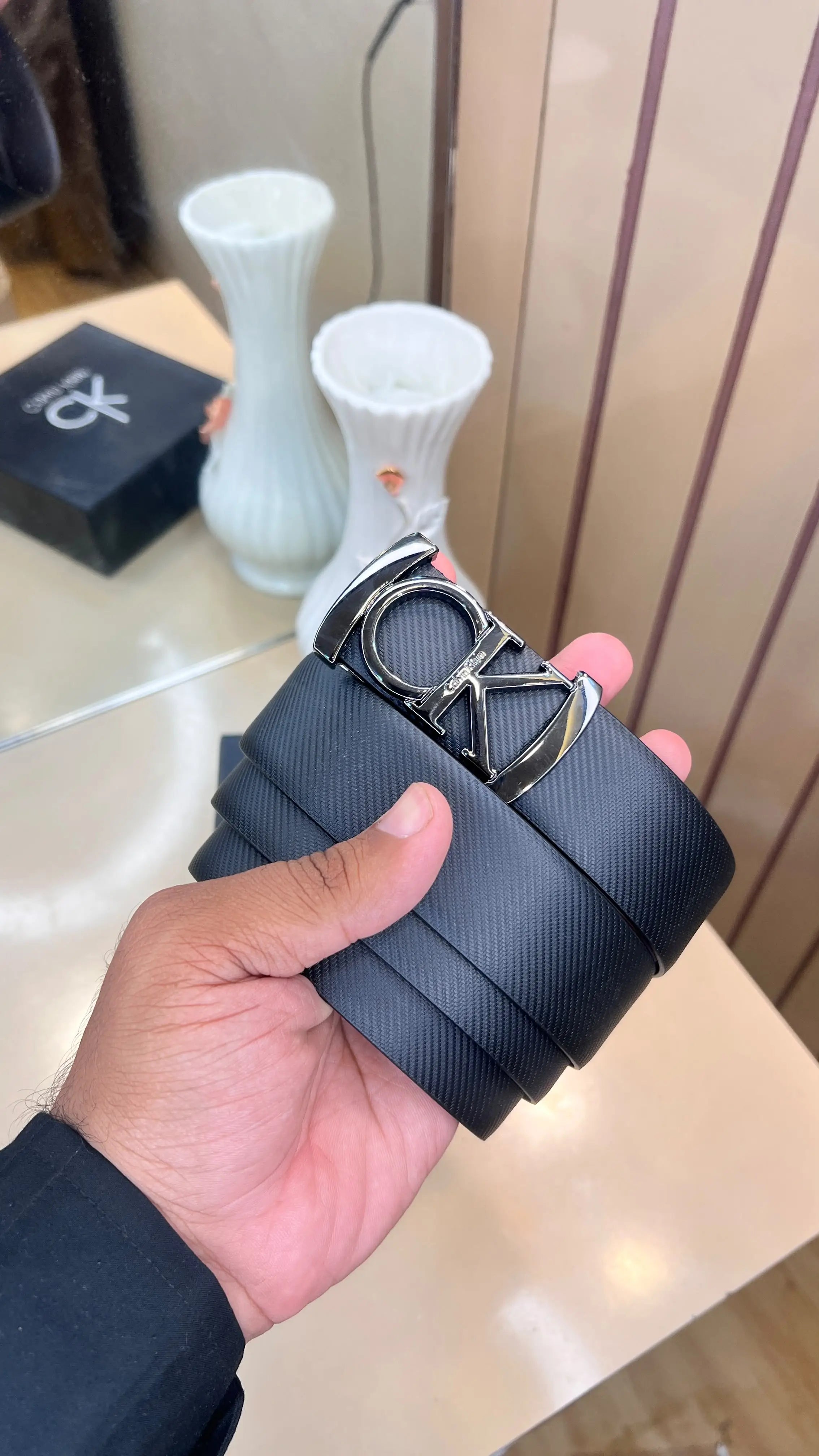 CK CALVIN KLEIN PREMIUM QUALITY IMP REVERSEABLE BELT WITH OG BOX CK-121 Main image