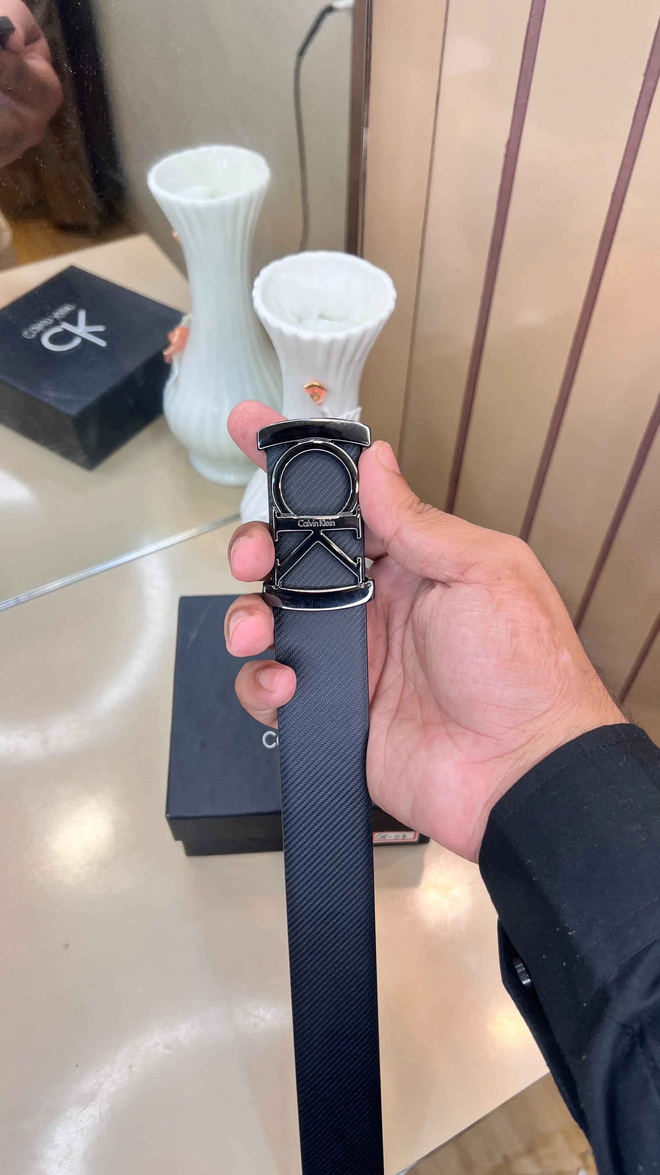 CK CALVIN KLEIN PREMIUM QUALITY IMP REVERSEABLE BELT WITH OG BOX CK-121 Secondary image