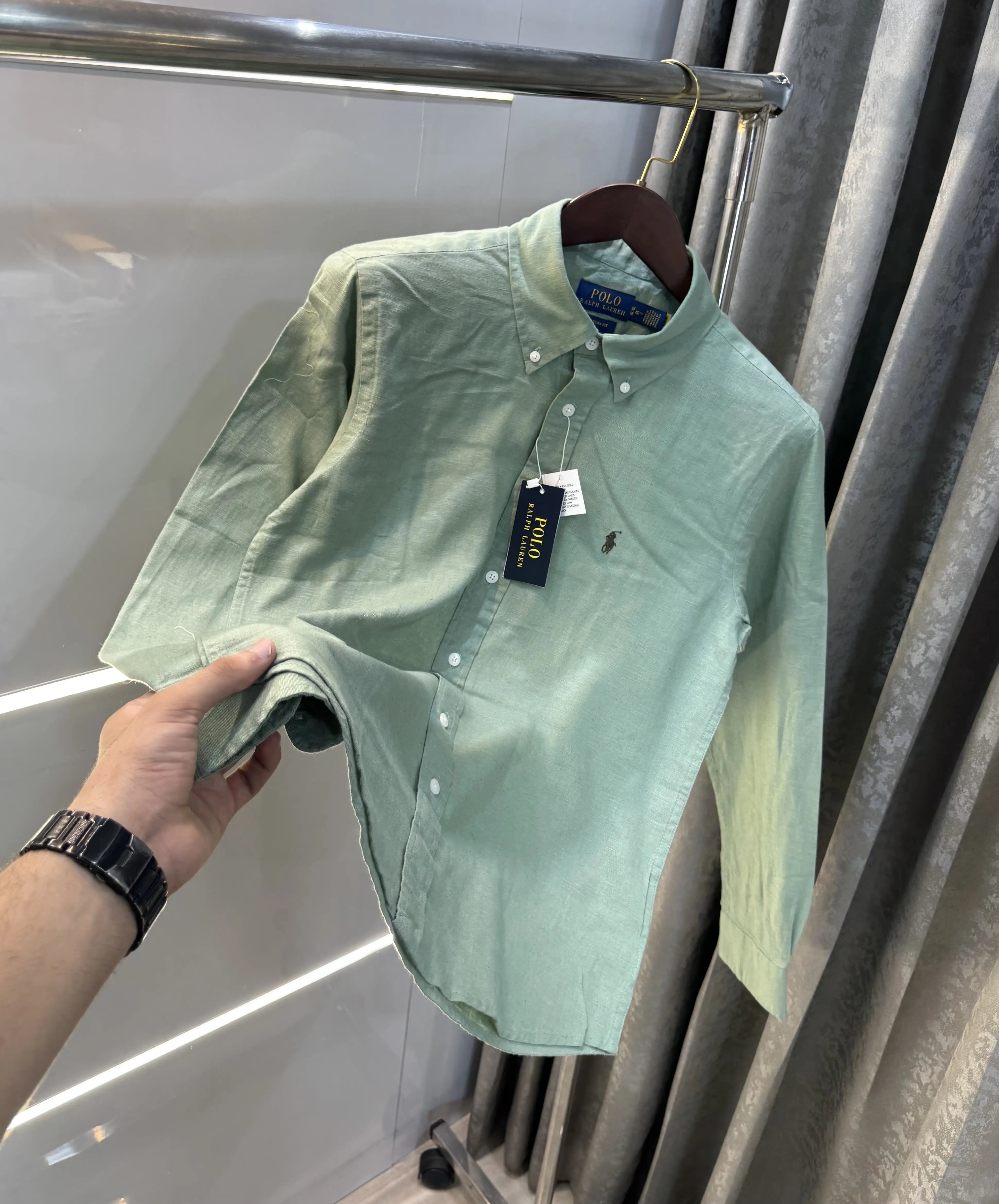 Ralph Lauren Green Premium Linen Shirt Main image