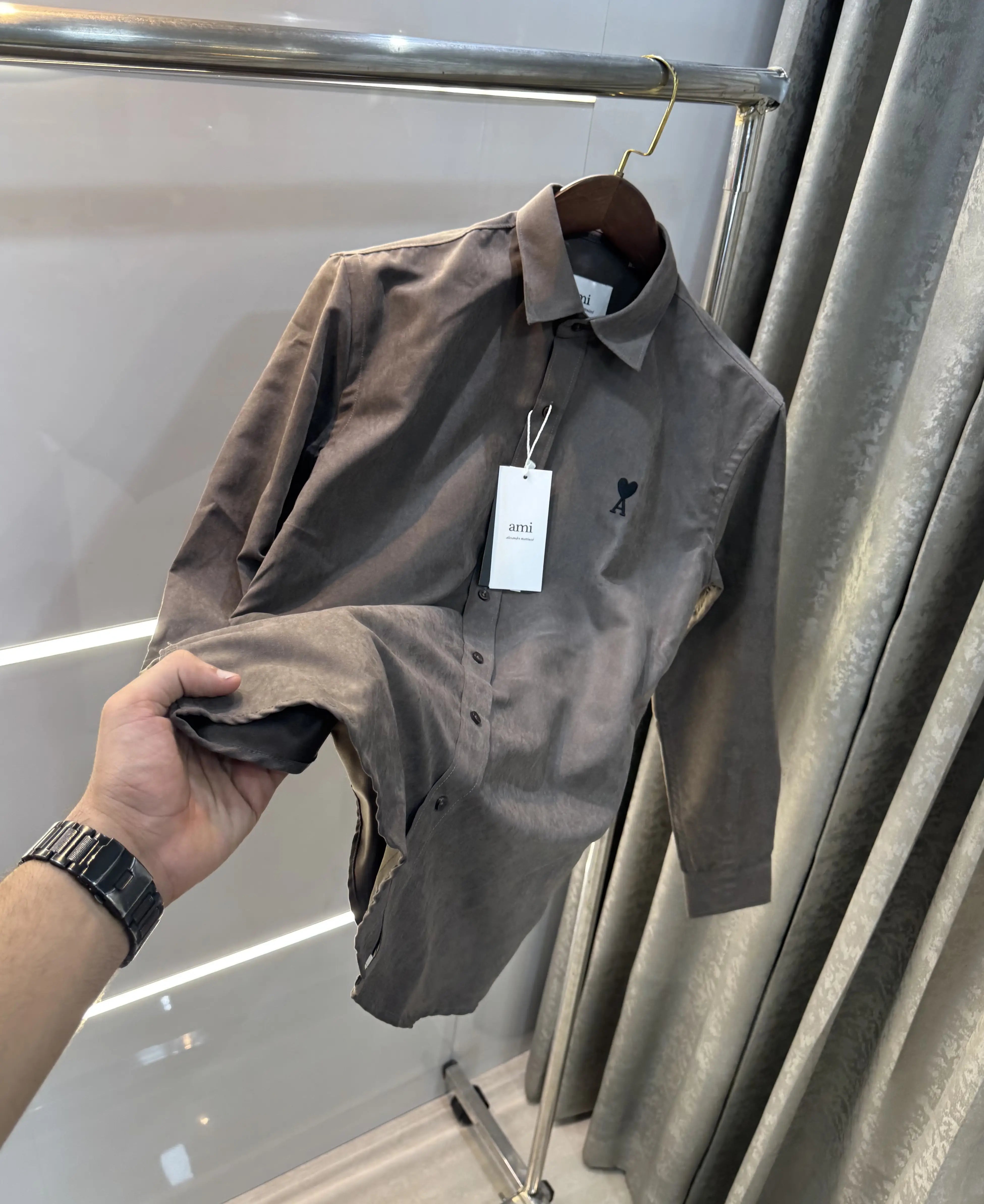Ami Paris Brown Embroidry Logo Premium Shirt Secondary image