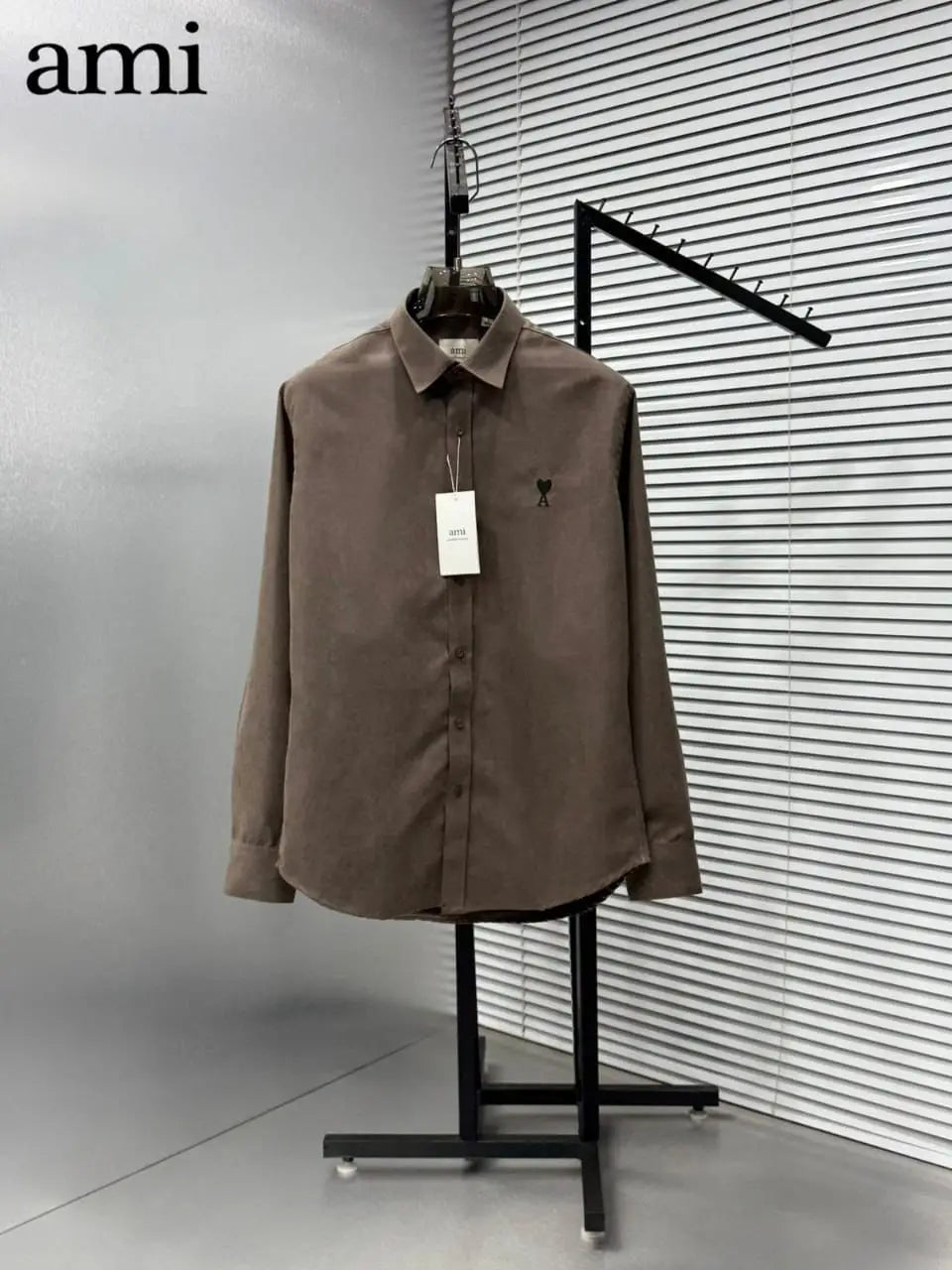 Ami Paris Brown Embroidry Logo Premium Shirt Main image