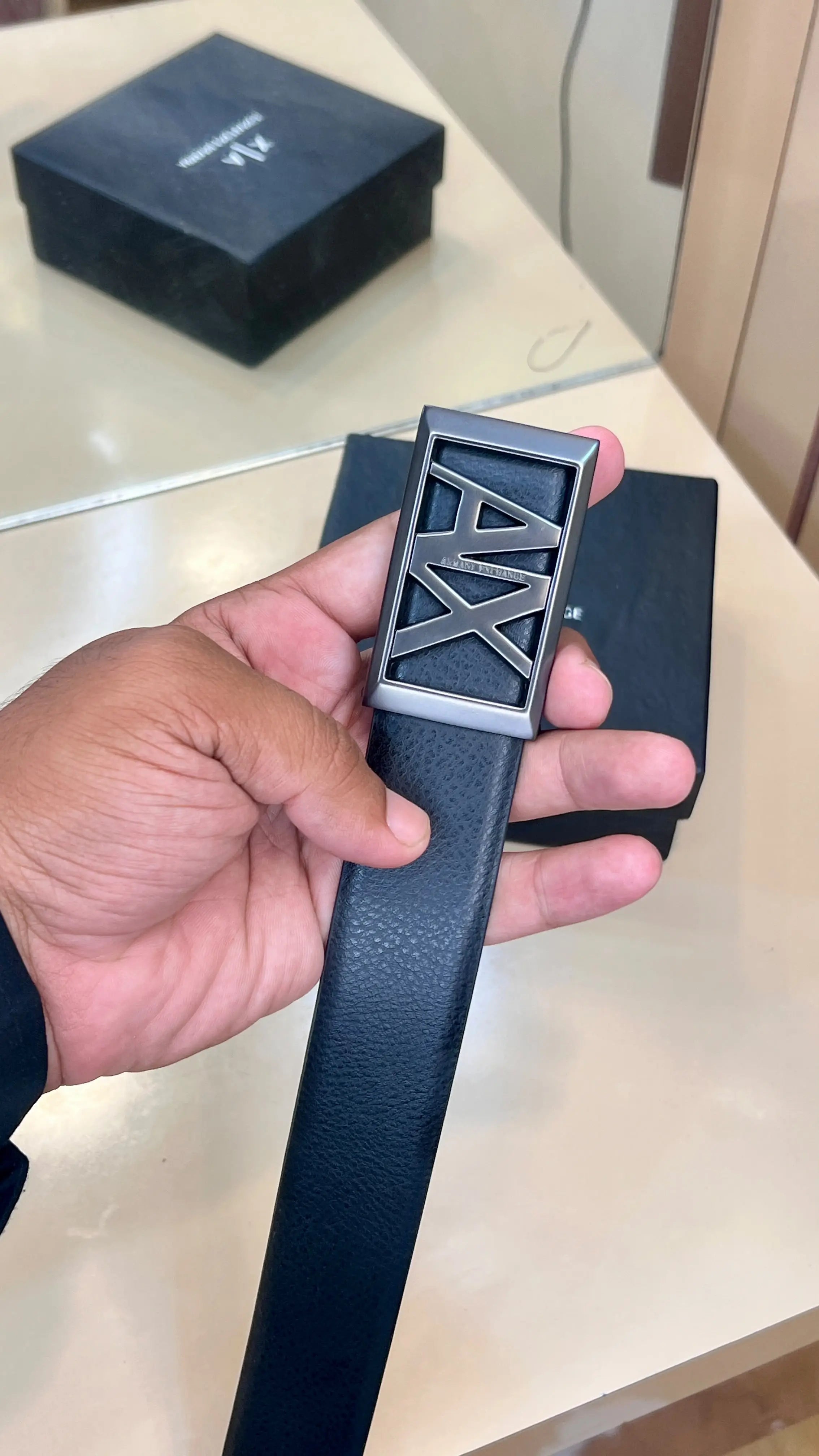 AX ARMANI EXCHANGE PREMIUM QUALITY IMP REVERSEABLE BELT WITH OG BOX AX-524