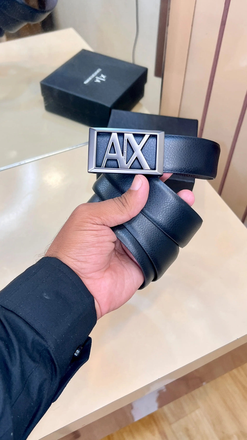 AX ARMANI EXCHANGE PREMIUM QUALITY IMP REVERSEABLE BELT WITH OG BOX AX-524