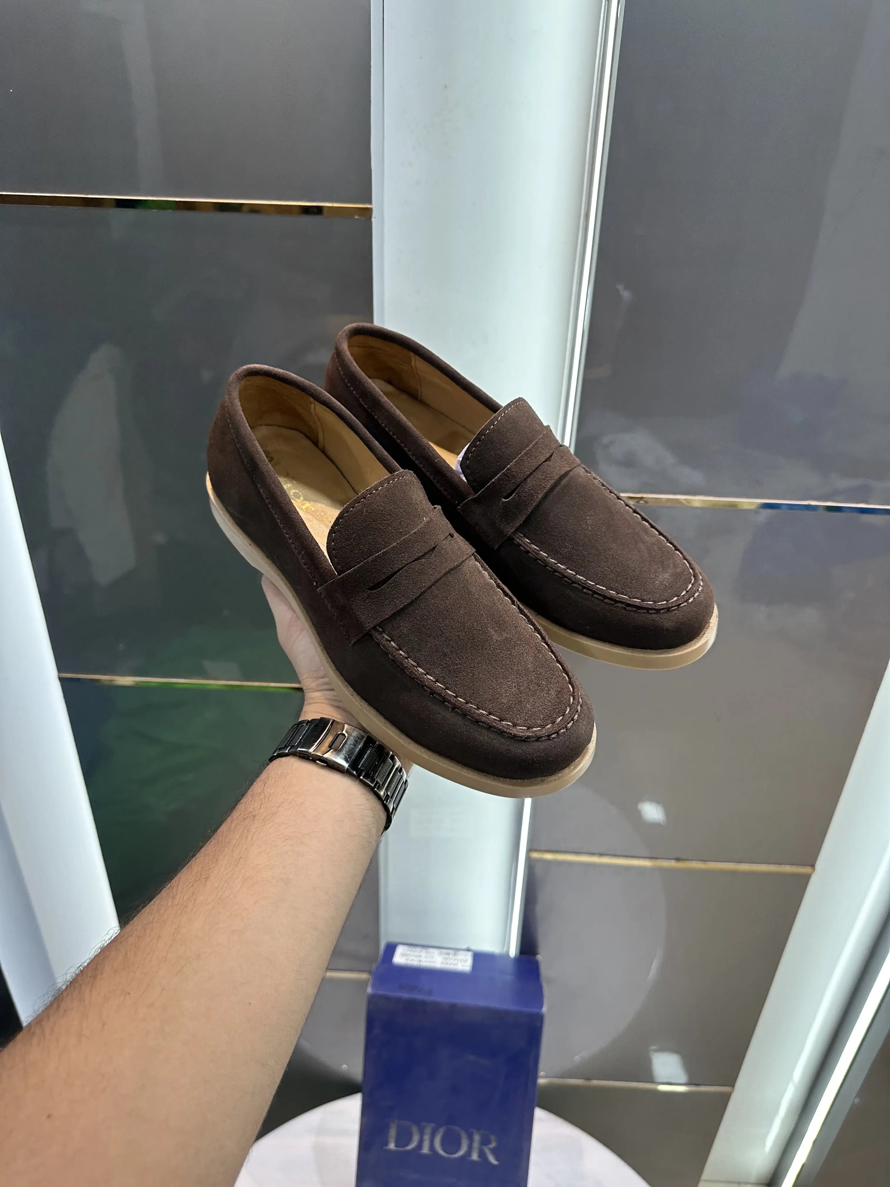 Dior_Brown Premium Suede Leather Formal