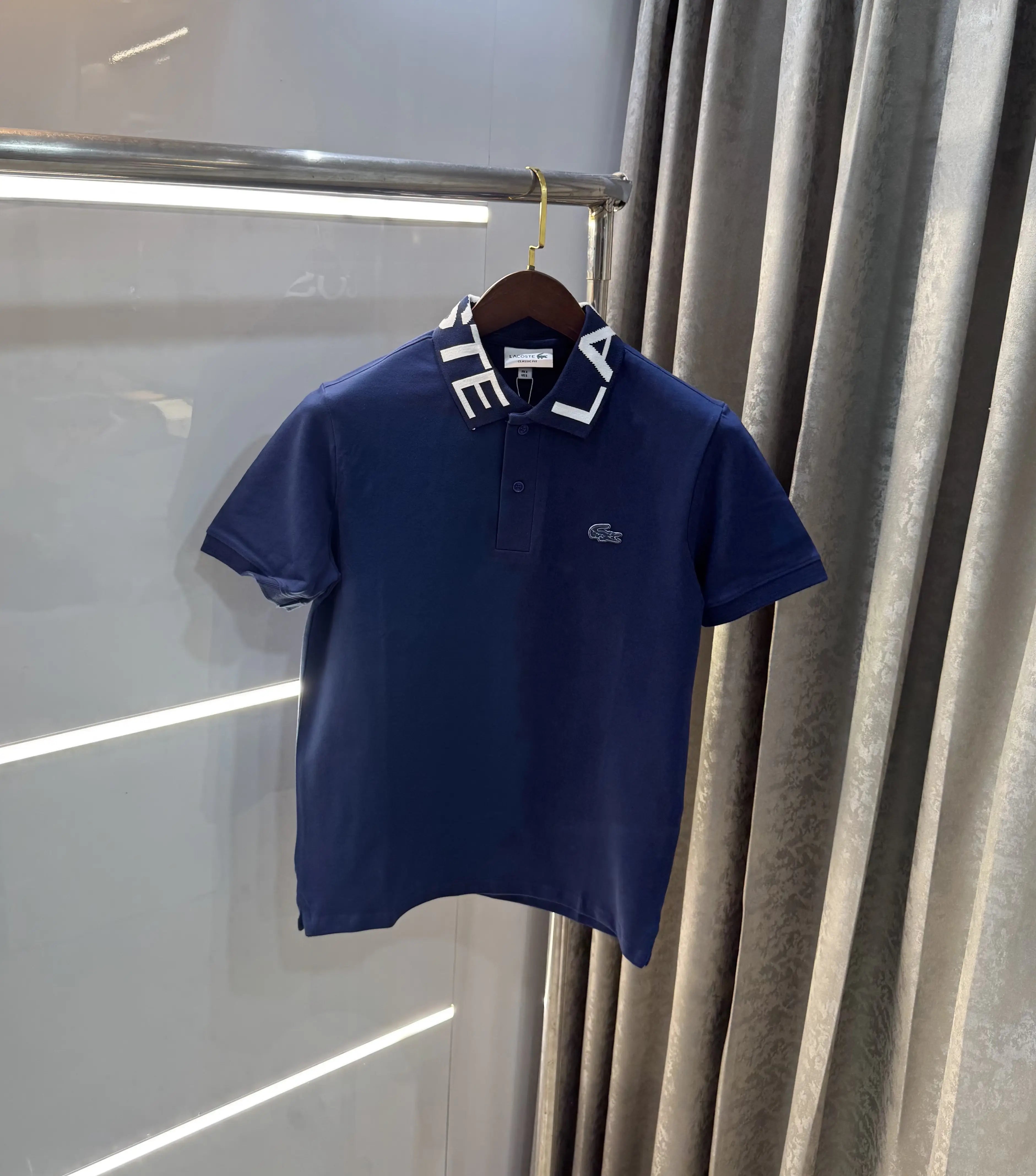 Lacost e Petrol Blue Logo Work Premium Polo T-Shirt