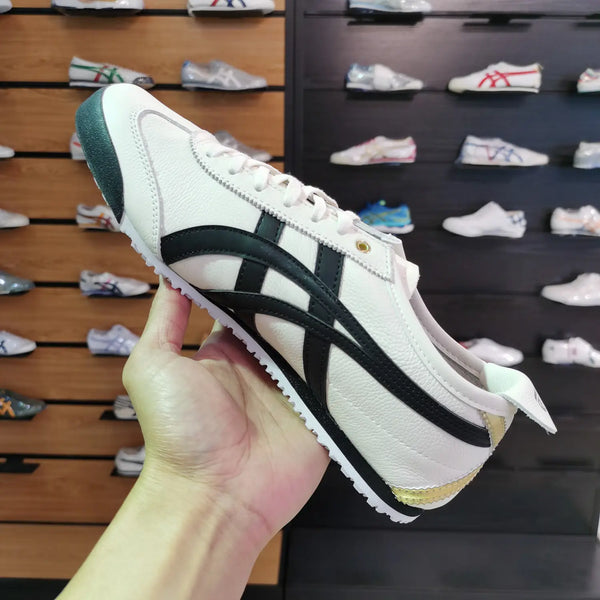 Onitsuka Tiger Mexico 66 Cream Black Gold 1st Leather Quality Sneakers