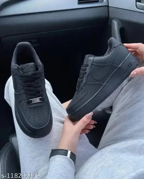 Nike Airforce 1 Low BLACK PURE LEATHER With Dust Bag Hand Carry Bag Tag Bill (FIX) Main image