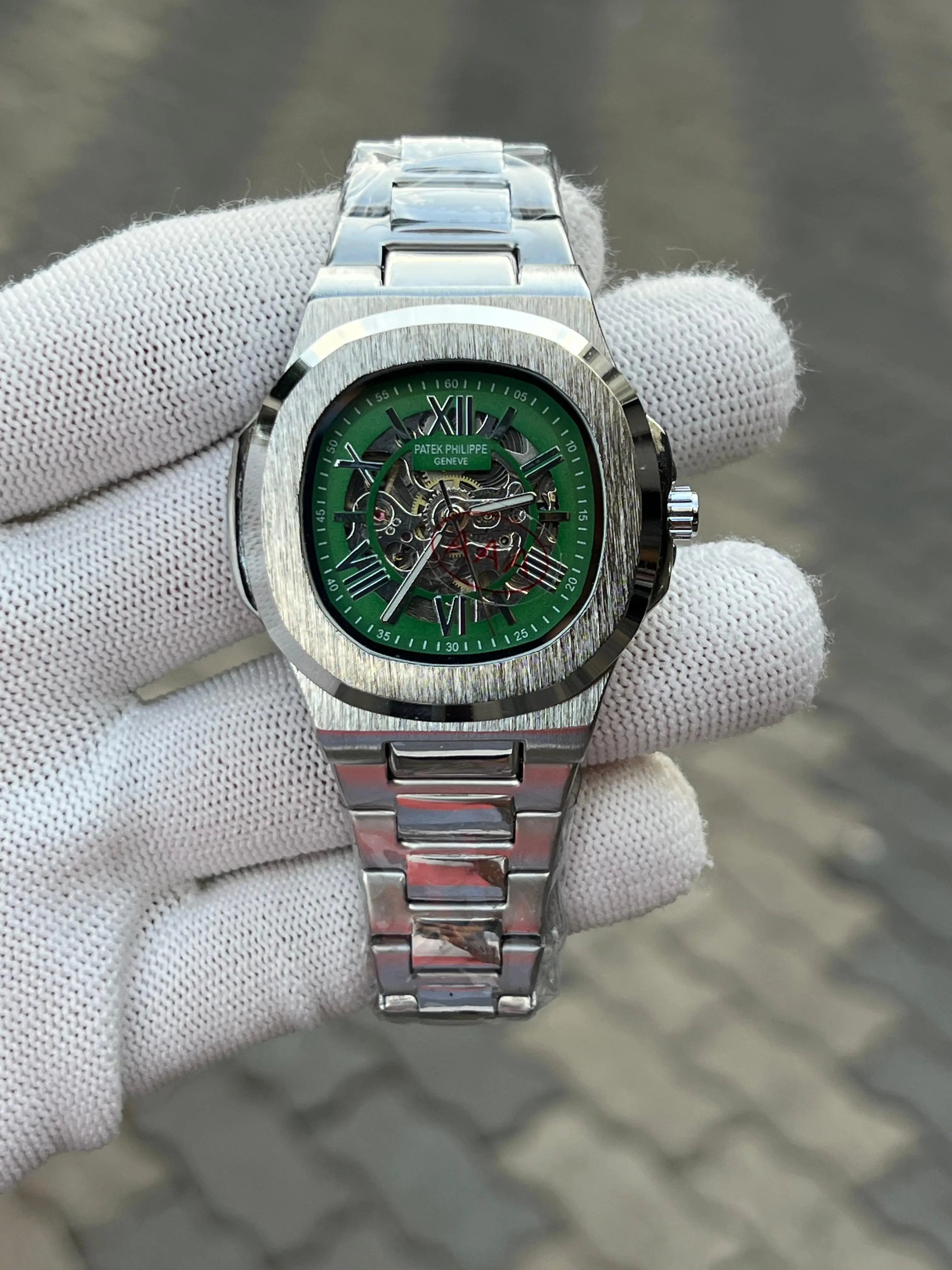 Patek Phillipe Skeleton Roman Silver Green Main image