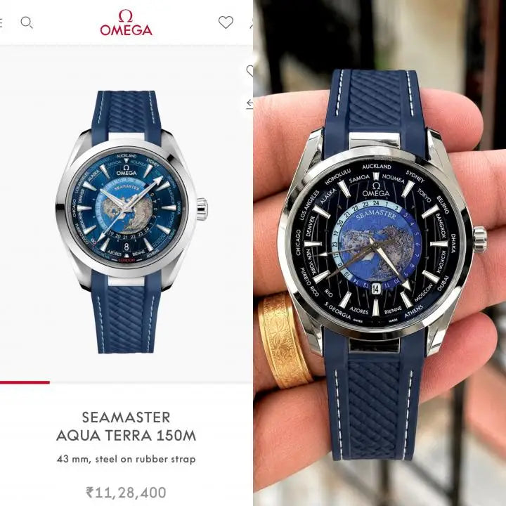 Omega Sea Master World Map Blue Back Open Quartz 