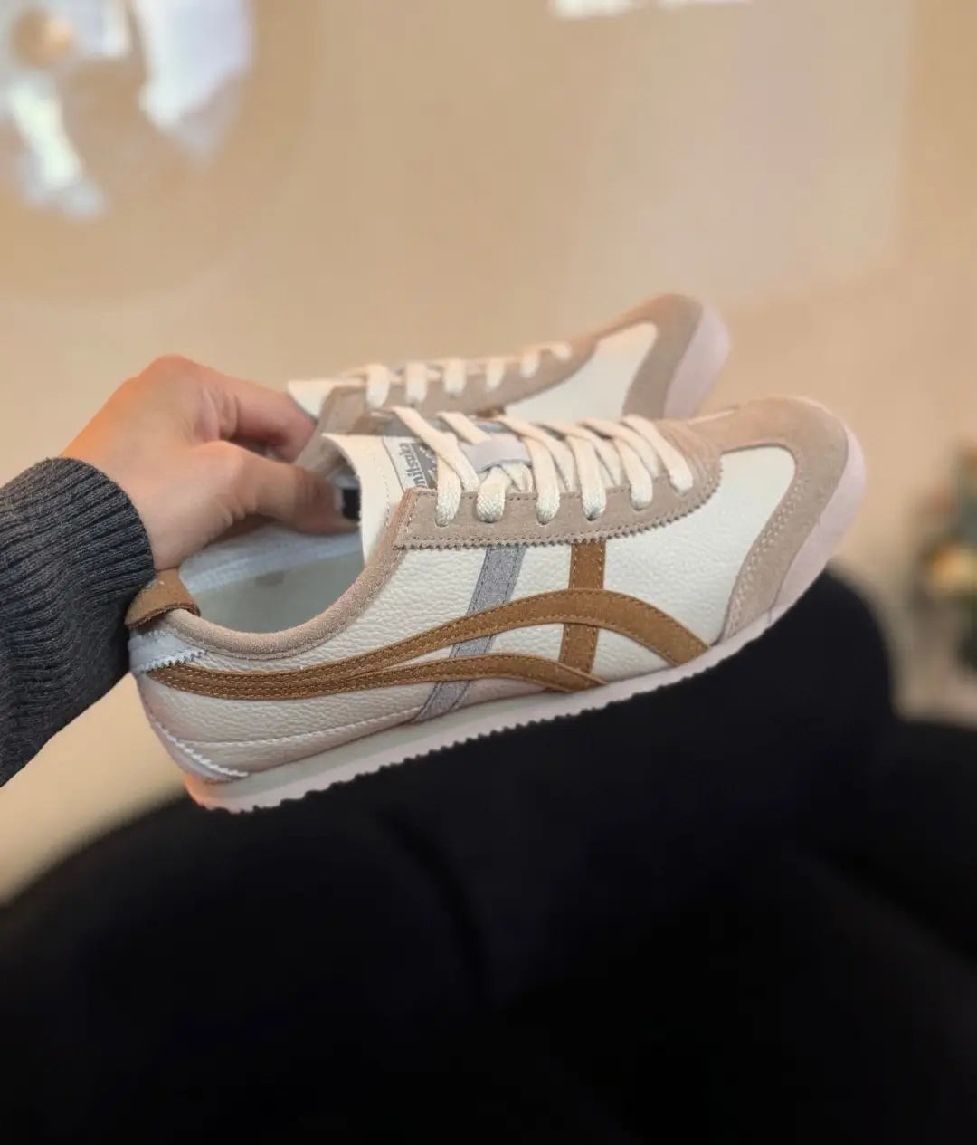 Onitsuka Tiger Mexico 66 Cream Khaki Carbon  7A Premium Sneakers India D-2055