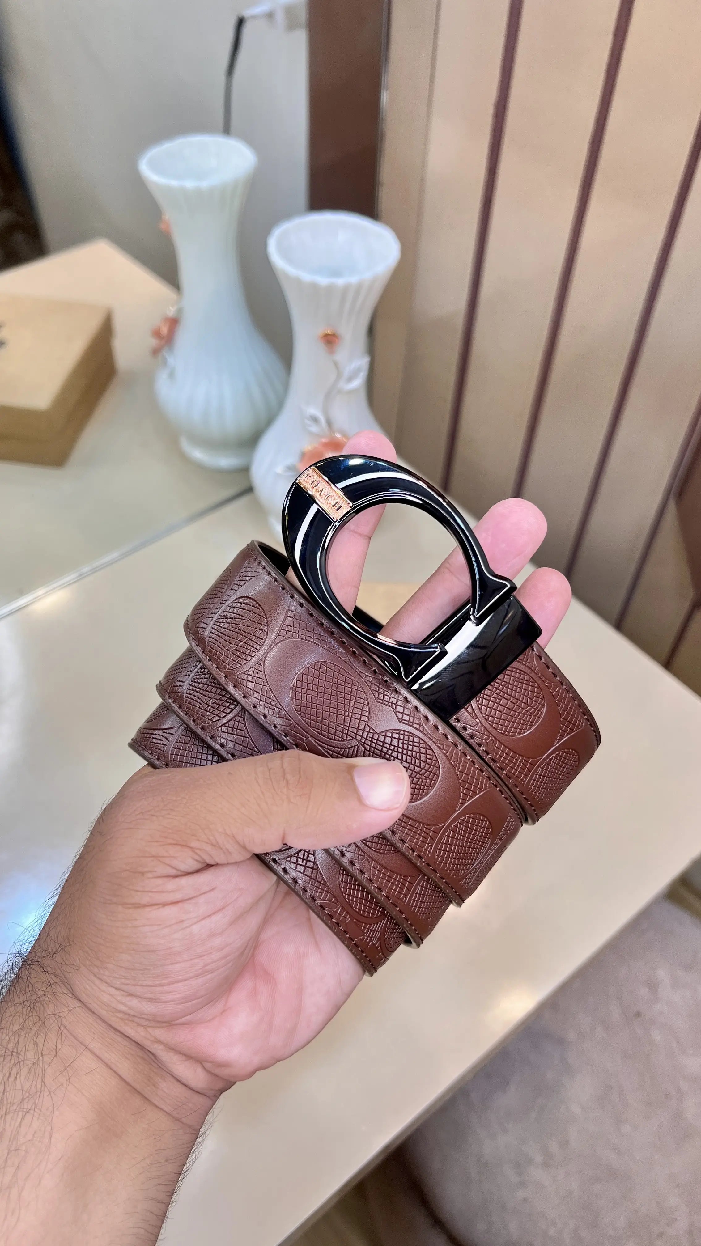 COACH PREMIUM QUALITY IMPORTED EMBOSSED MONOGRAM BELT WITH OG BOX CH-308 Main image