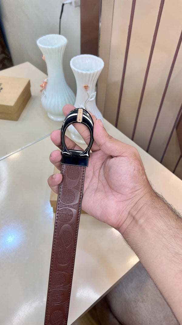 COACH PREMIUM QUALITY IMPORTED EMBOSSED MONOGRAM BELT WITH OG BOX CH-308