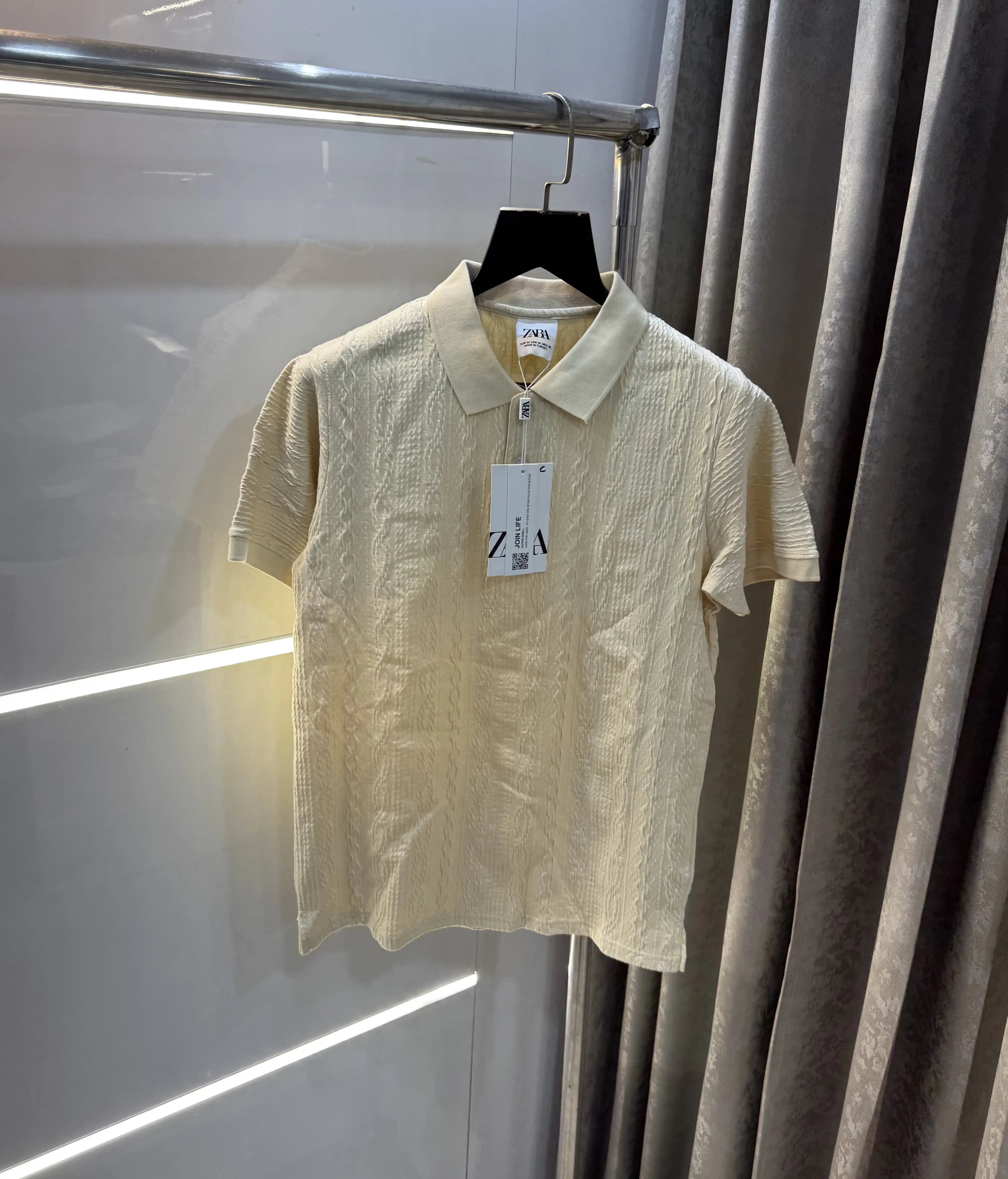 Zar a Cream Imported Knitted Polo T-Shirt With Box Main image