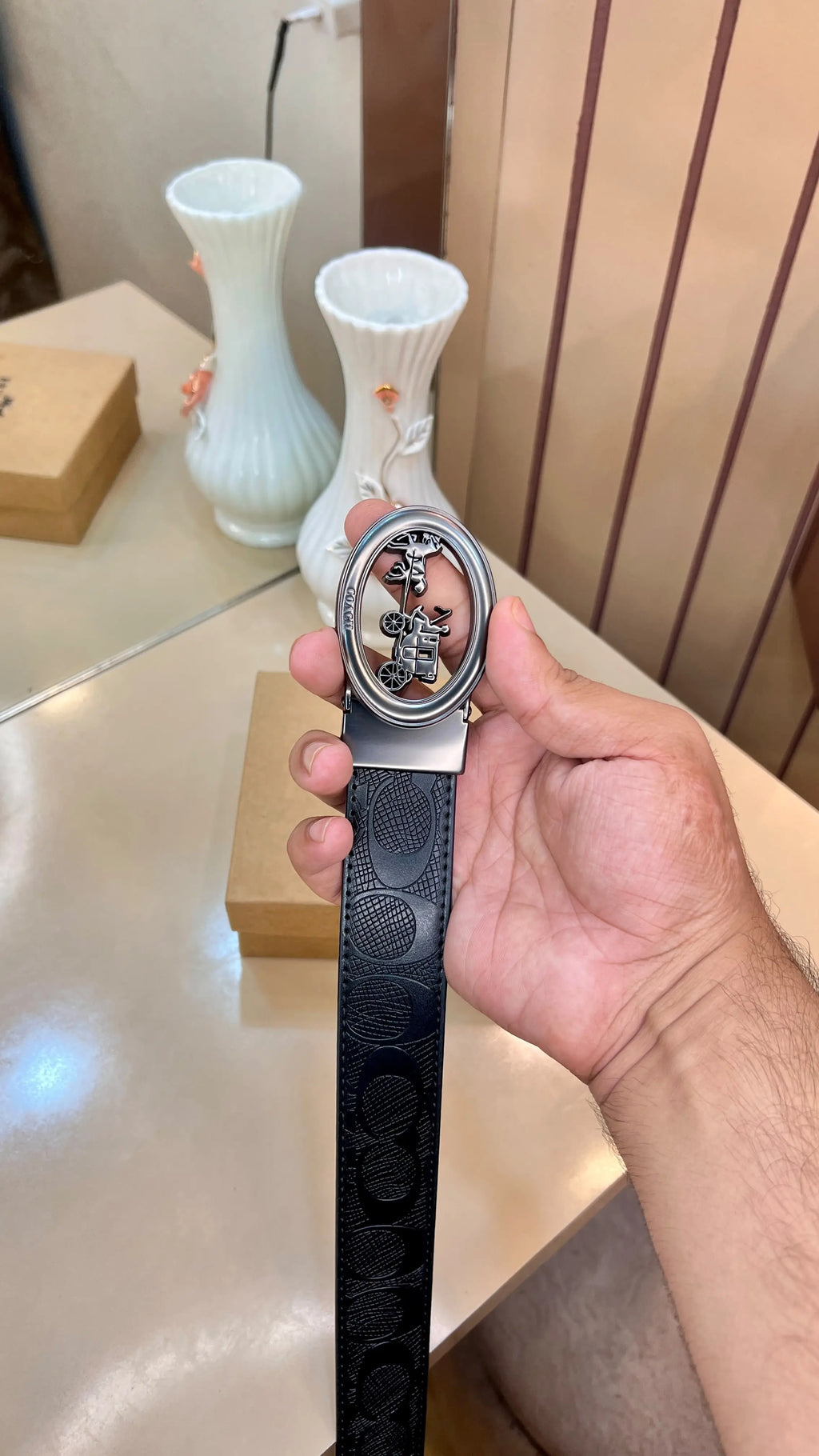 COACH PREMIUM QUALITY IMP EMBOSSED MONOGRAM BELTS WITH OG BOX CH-309