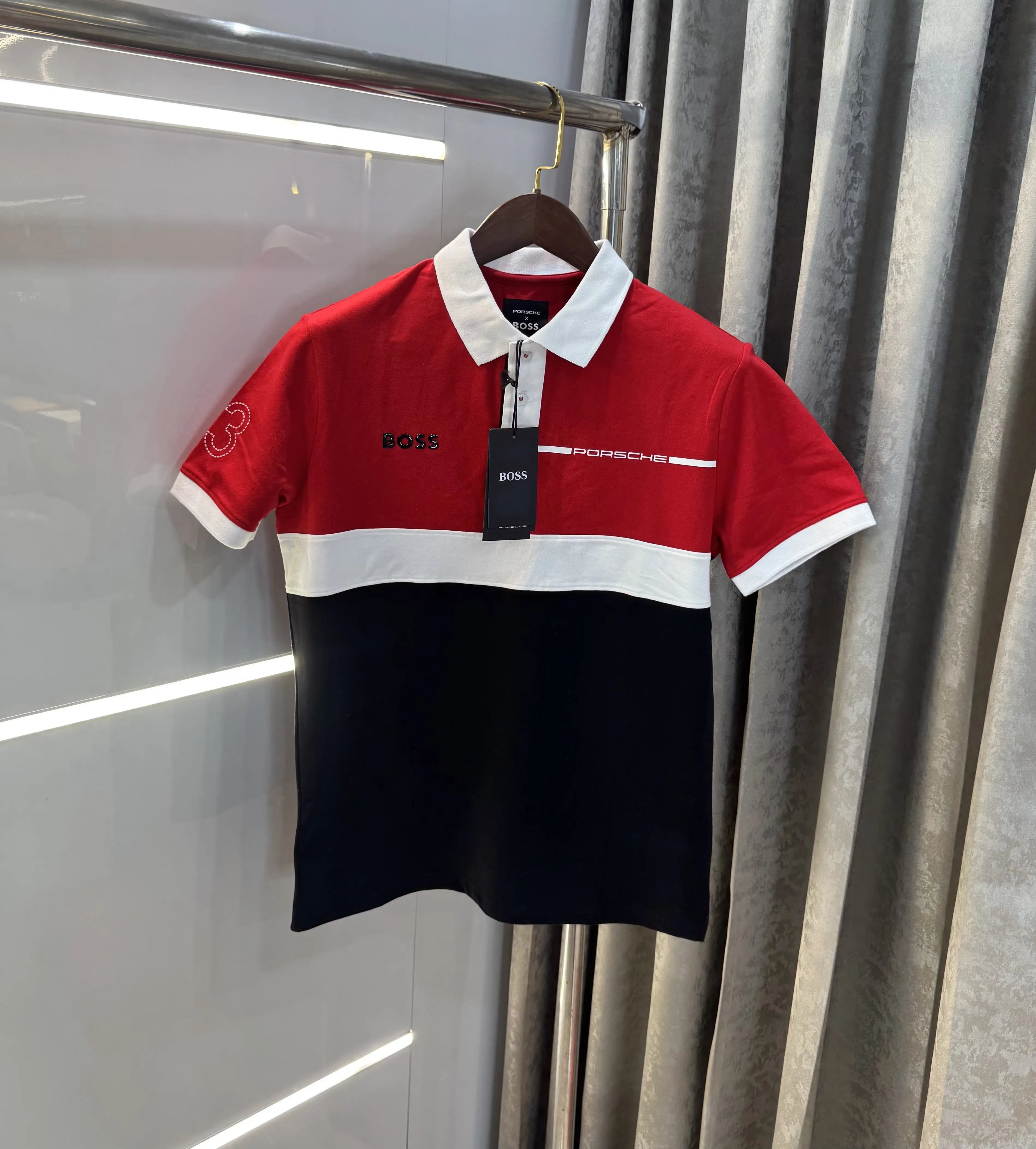 Hugo  Bos s X Porsche Red Logo Work Premium Polo T-shirt