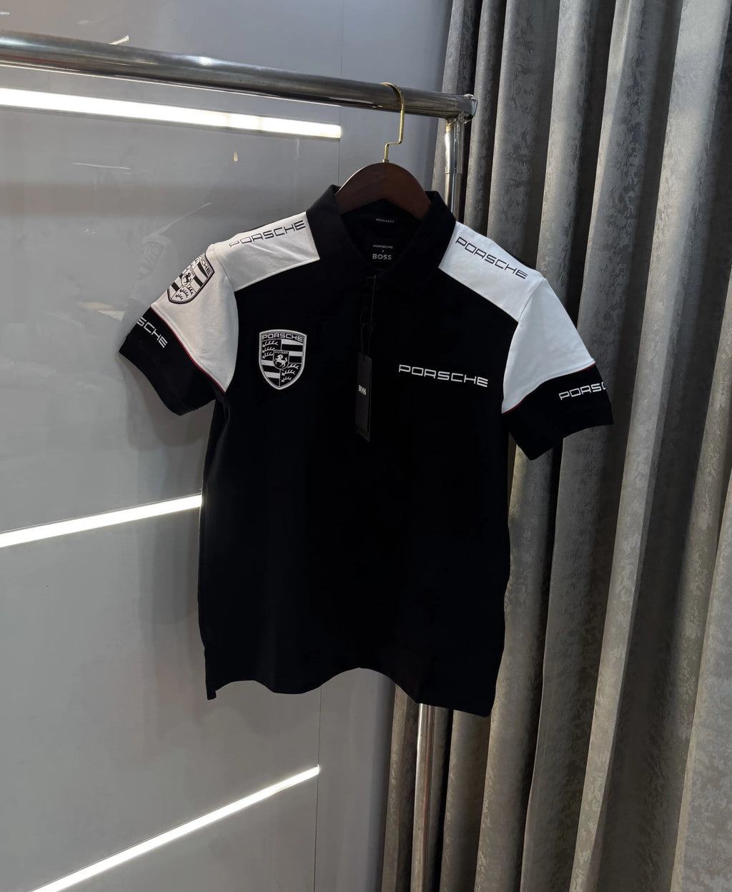 Hugo  Bos s X Porsche Black Logo Work Premium Polo T-shirt