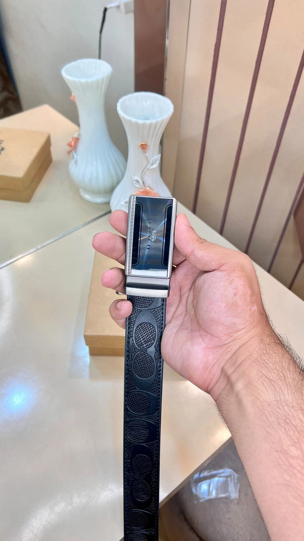 COACH PREMIUM QUALITY IMP EMBOSSED MONOGRAM AUTOLOCK BELTS WITH OG BOX