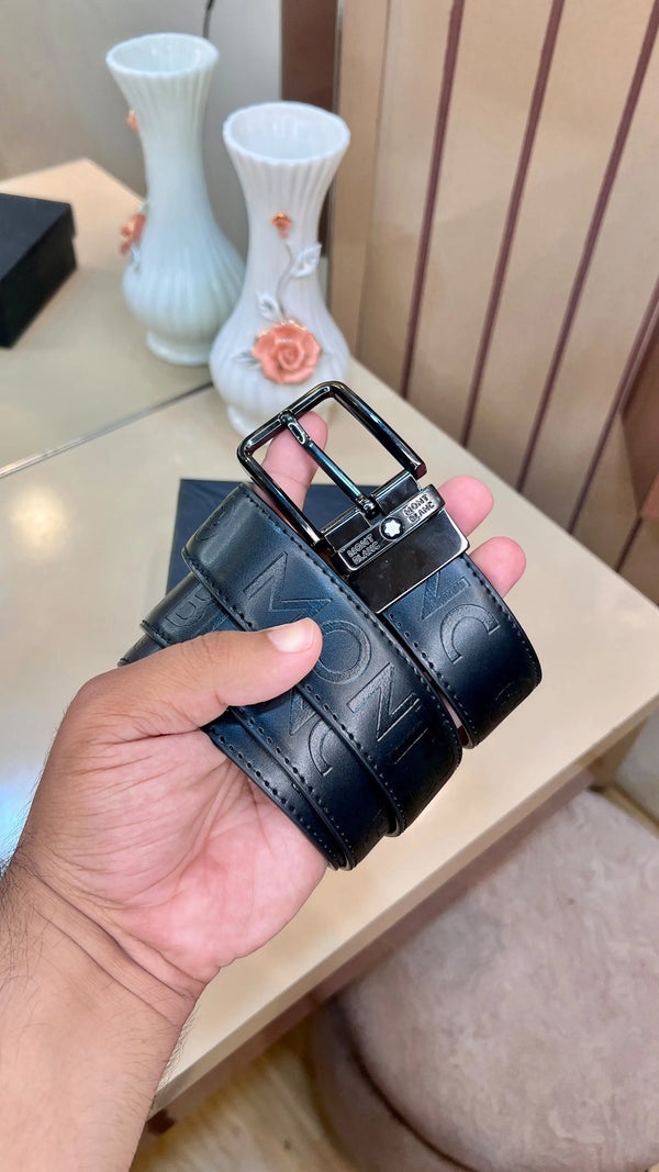 MONT BLANC IMP PREMIUM QUALITY EMBOSSED REVERSEABLE BELT WITH OG BOX MB-808