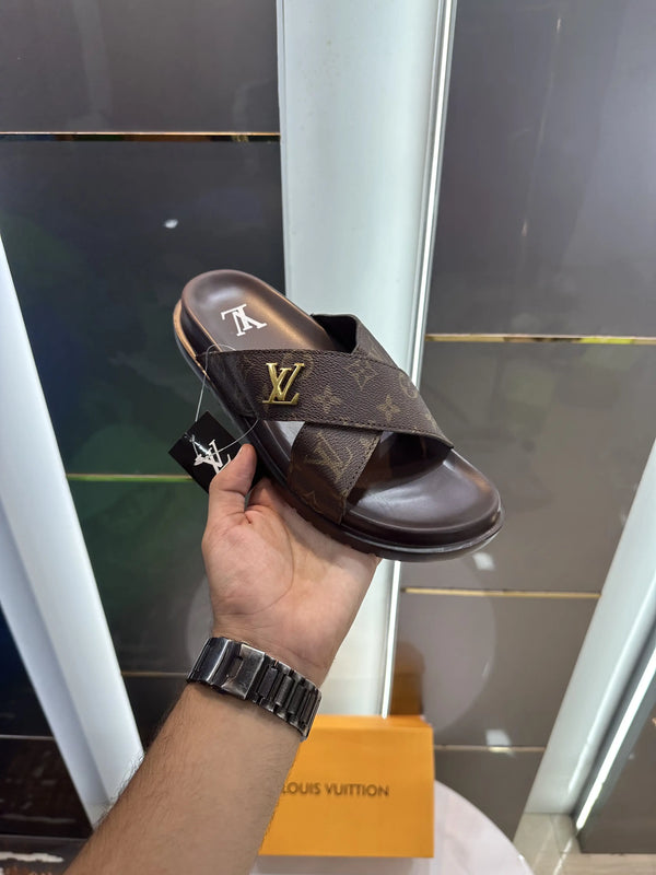 Louis_Vuitoon Criss Cross Brown Slide