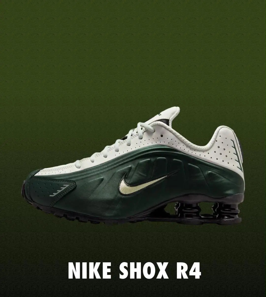 Nike_Shox R4 Black Spruce Olive Shoes