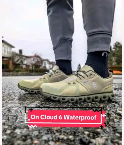 On cloud Running 6 Waterproof in the Caper Grove