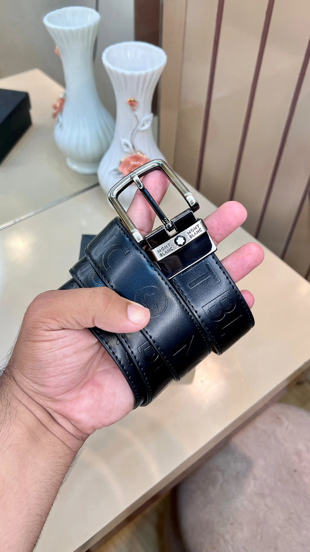MONT BLANC IMP PREMIUM QUALITY EMBOSSED REVERSEABLE BELT WITH OG BOX MB-710