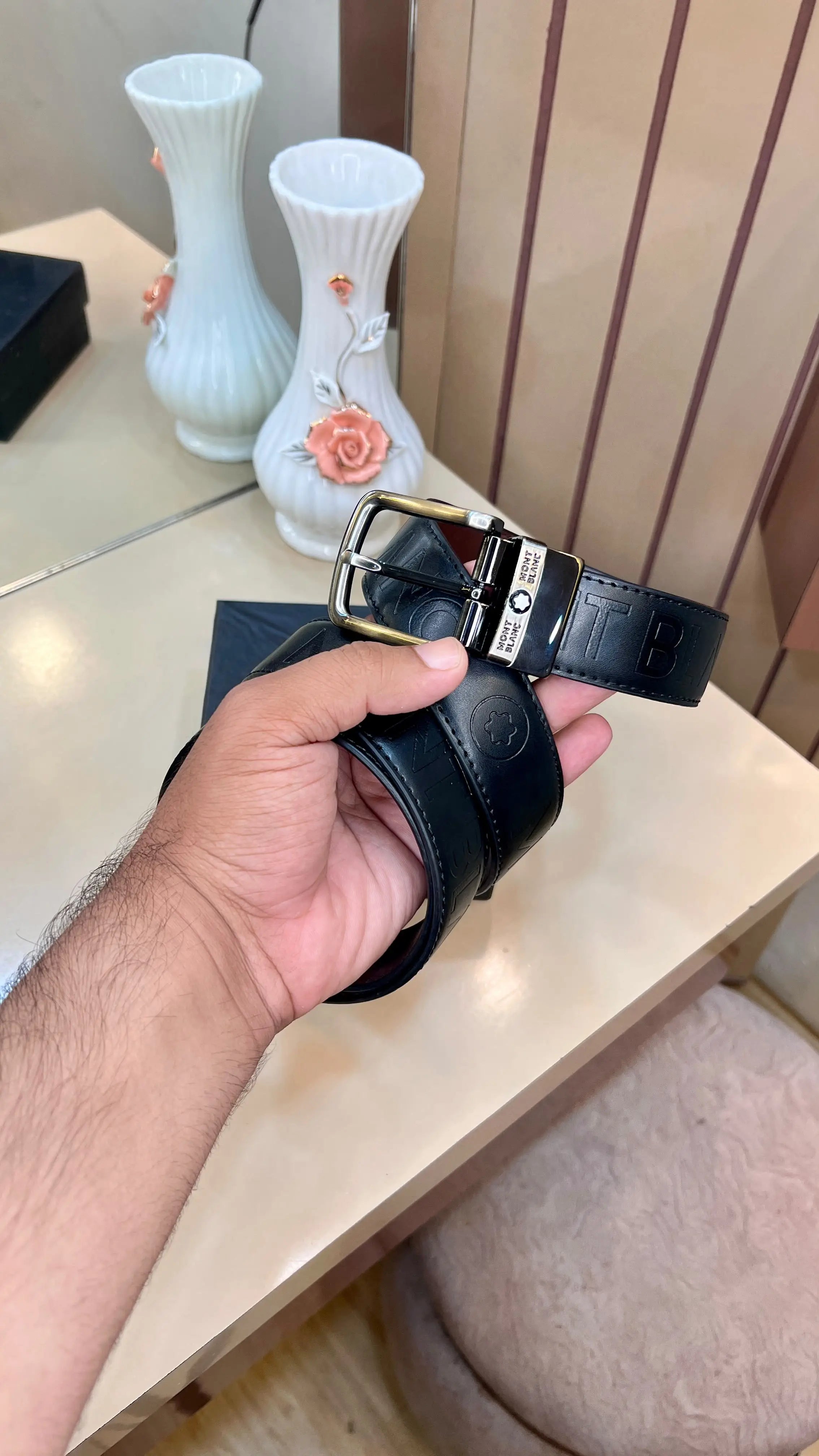 MONT BLANC IMP PREMIUM QUALITY EMBOSSED REVERSEABLE BELT WITH OG BOX MB-710