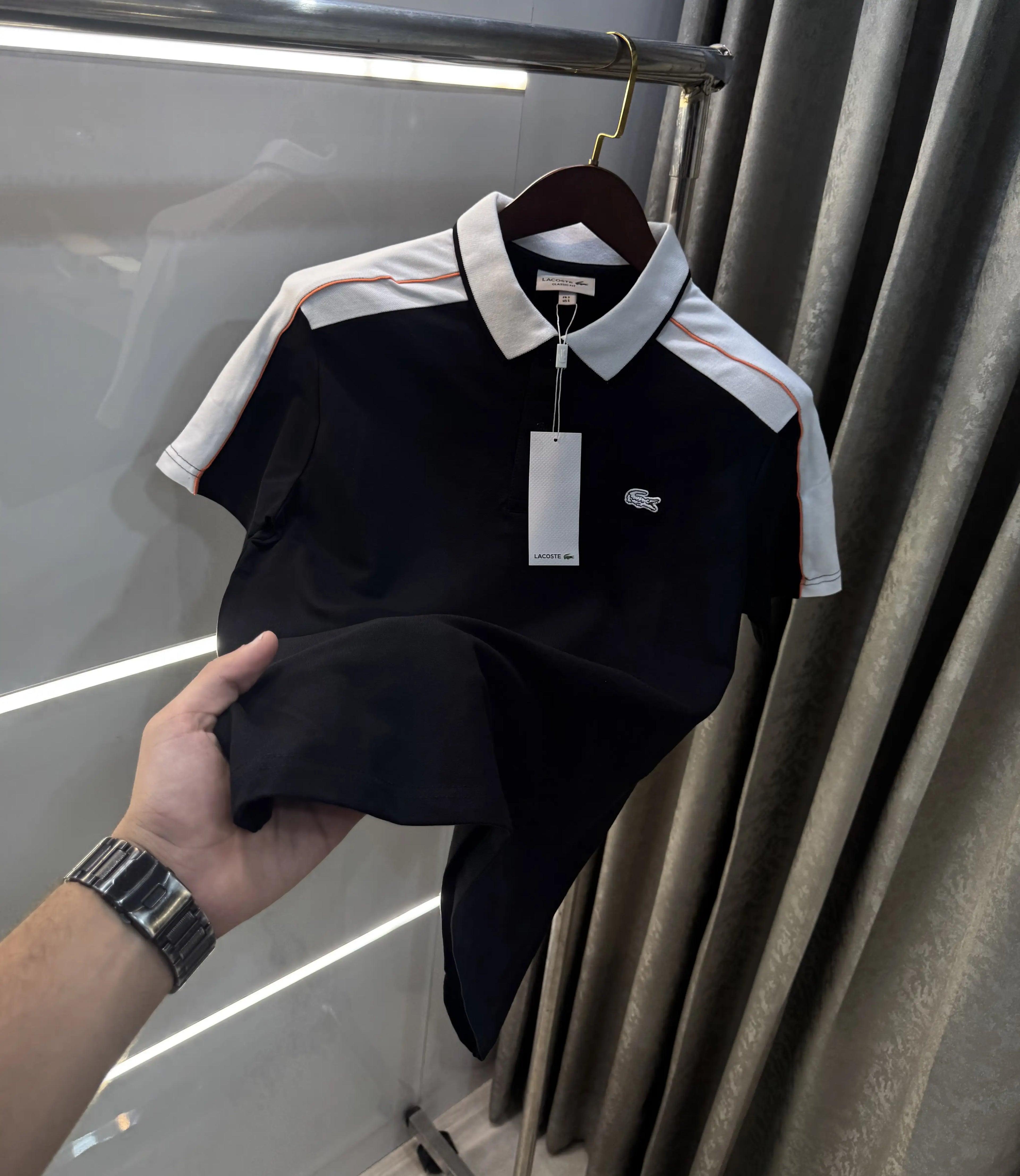 Lacost e Black Embroidery Logo Premium Polo T-Shirt