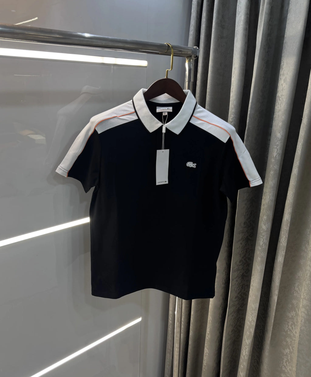 Lacost e Black Embroidery Logo Premium Polo T-Shirt