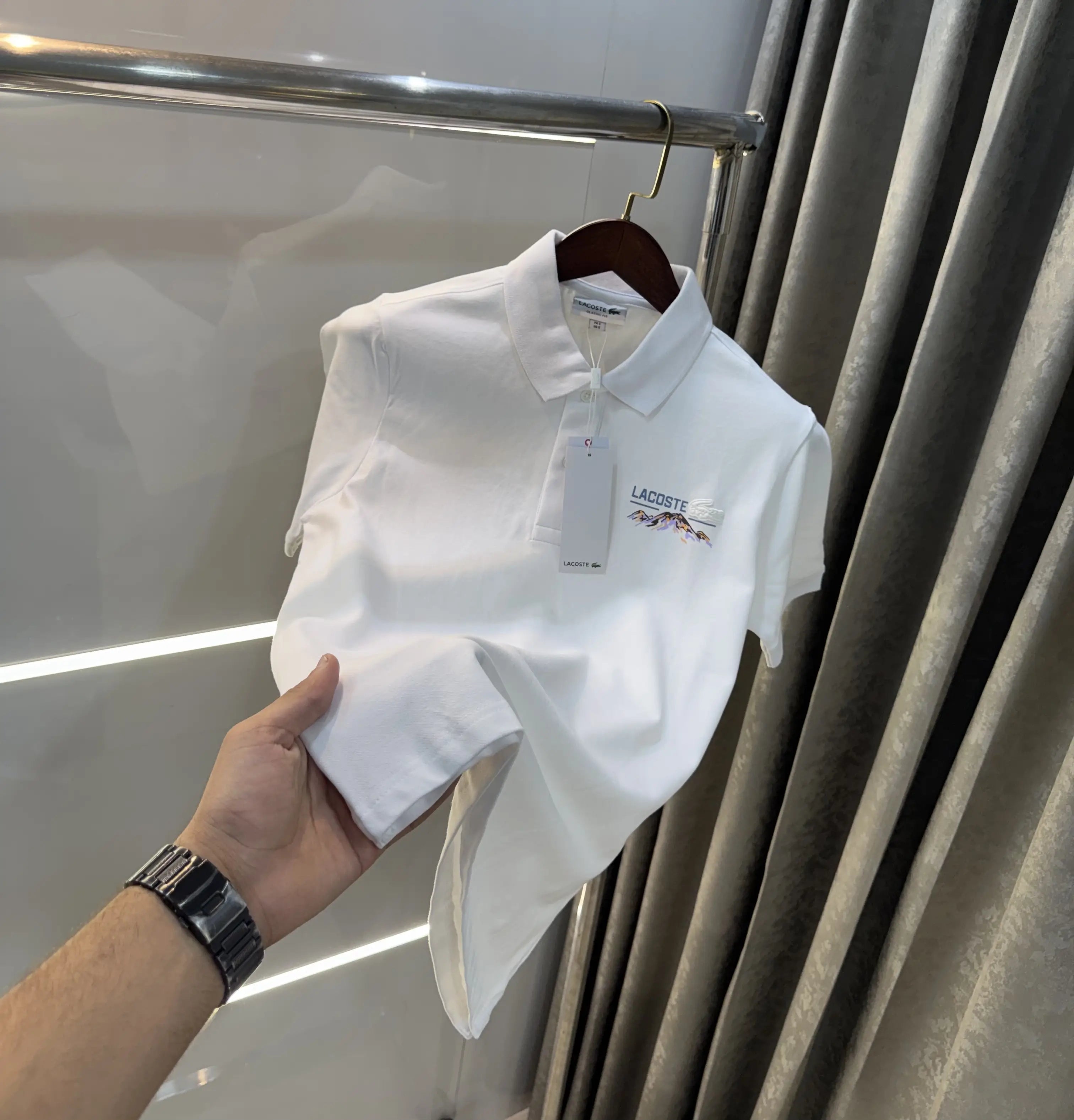 Lacost e White Embroidery Logo Premium Polo T-Shirt Secondary image