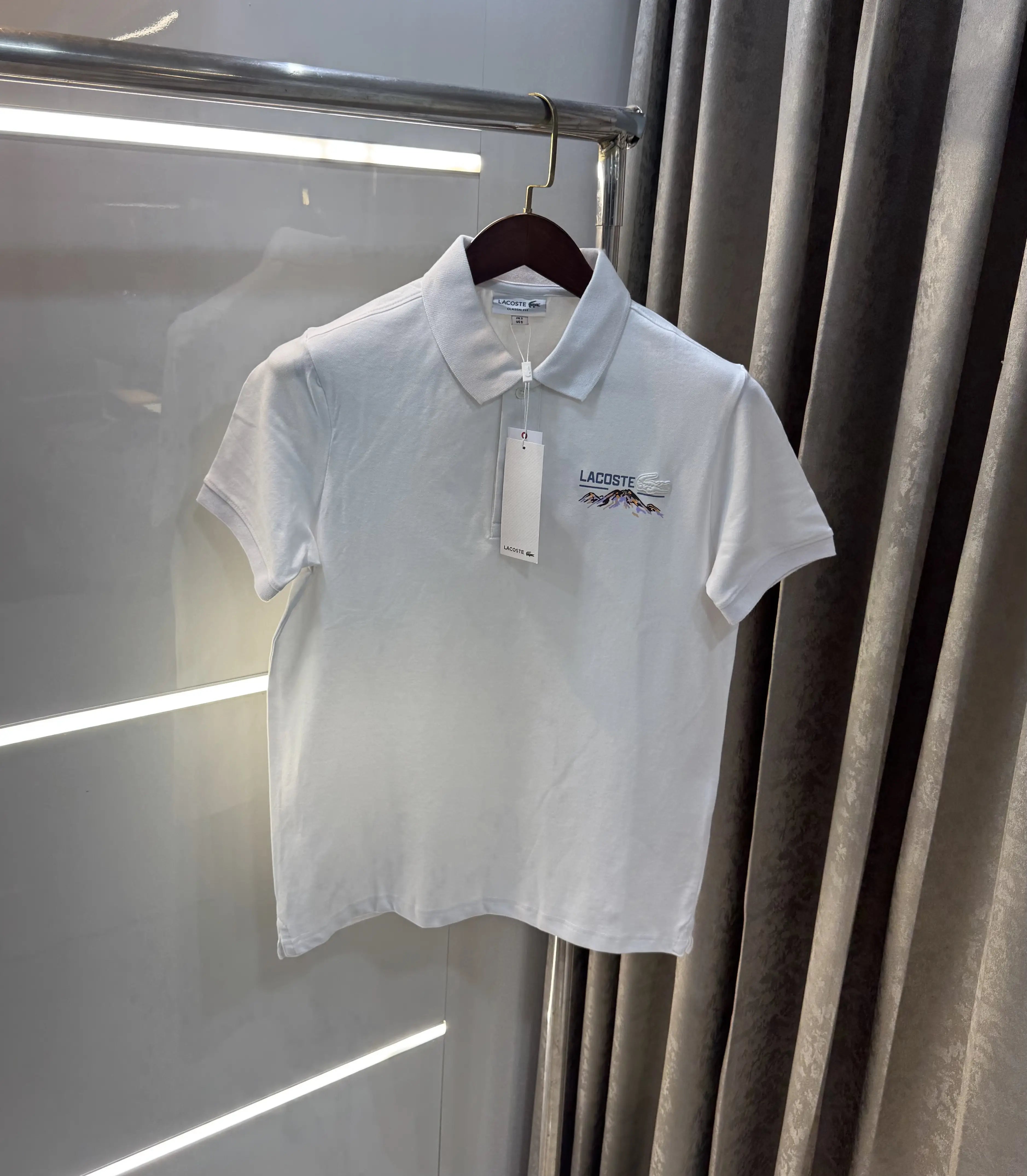 Lacost e White Embroidery Logo Premium Polo T-Shirt Main image