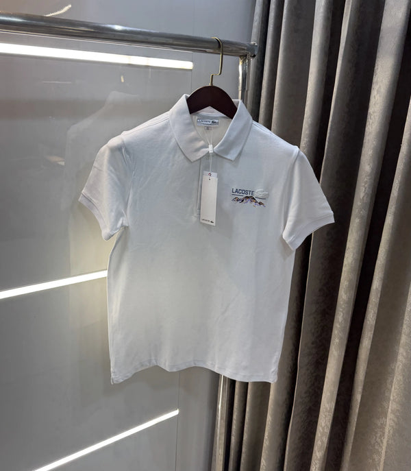 Lacost e White Embroidery Logo Premium Polo T-Shirt