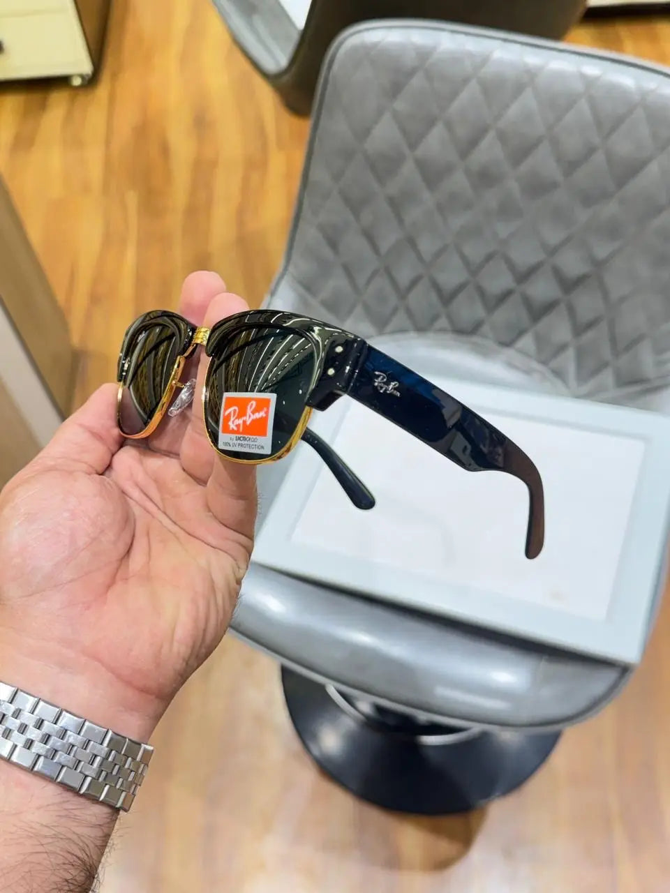 rayban 316 club master gold black