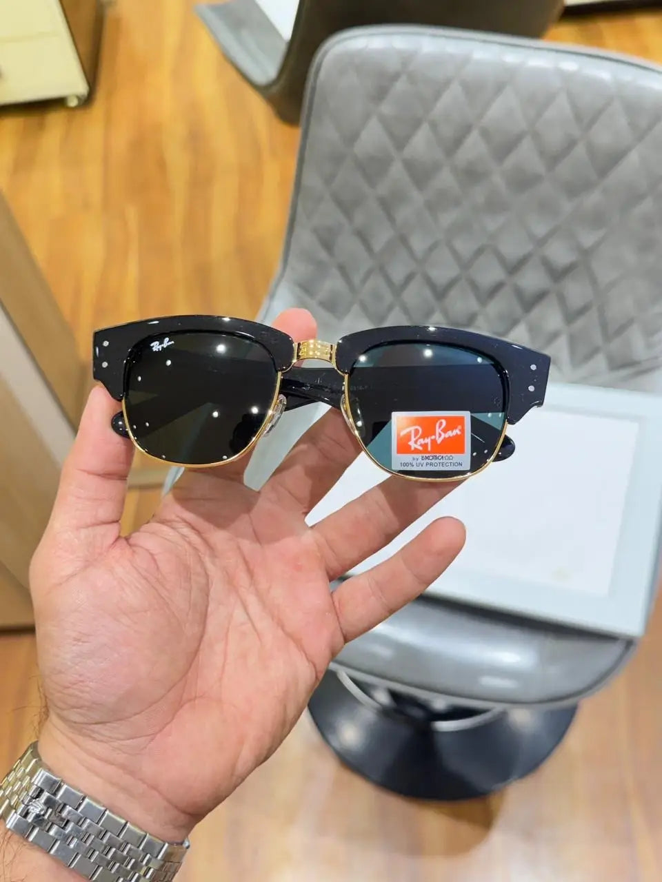 rayban 316 club master gold black