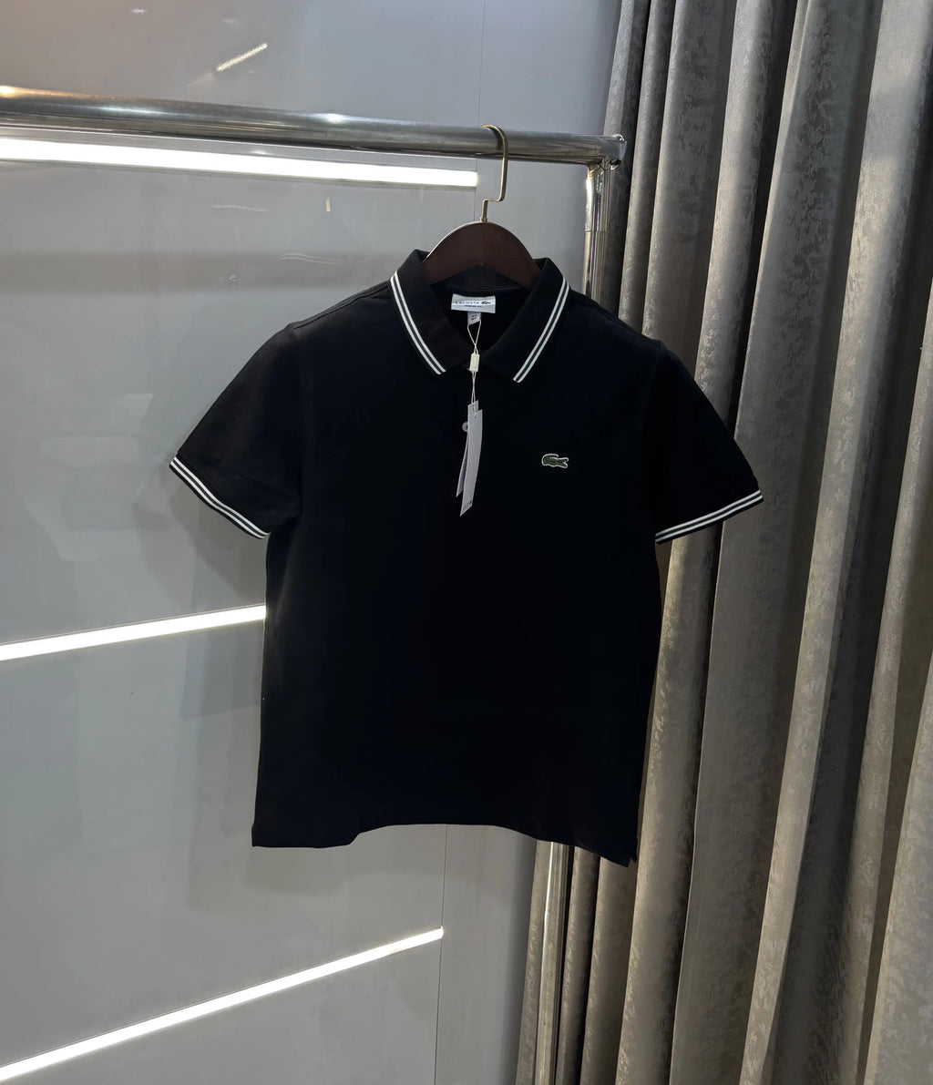 Lacost e Black Embroidery Logo Premium Polo T-Shirt