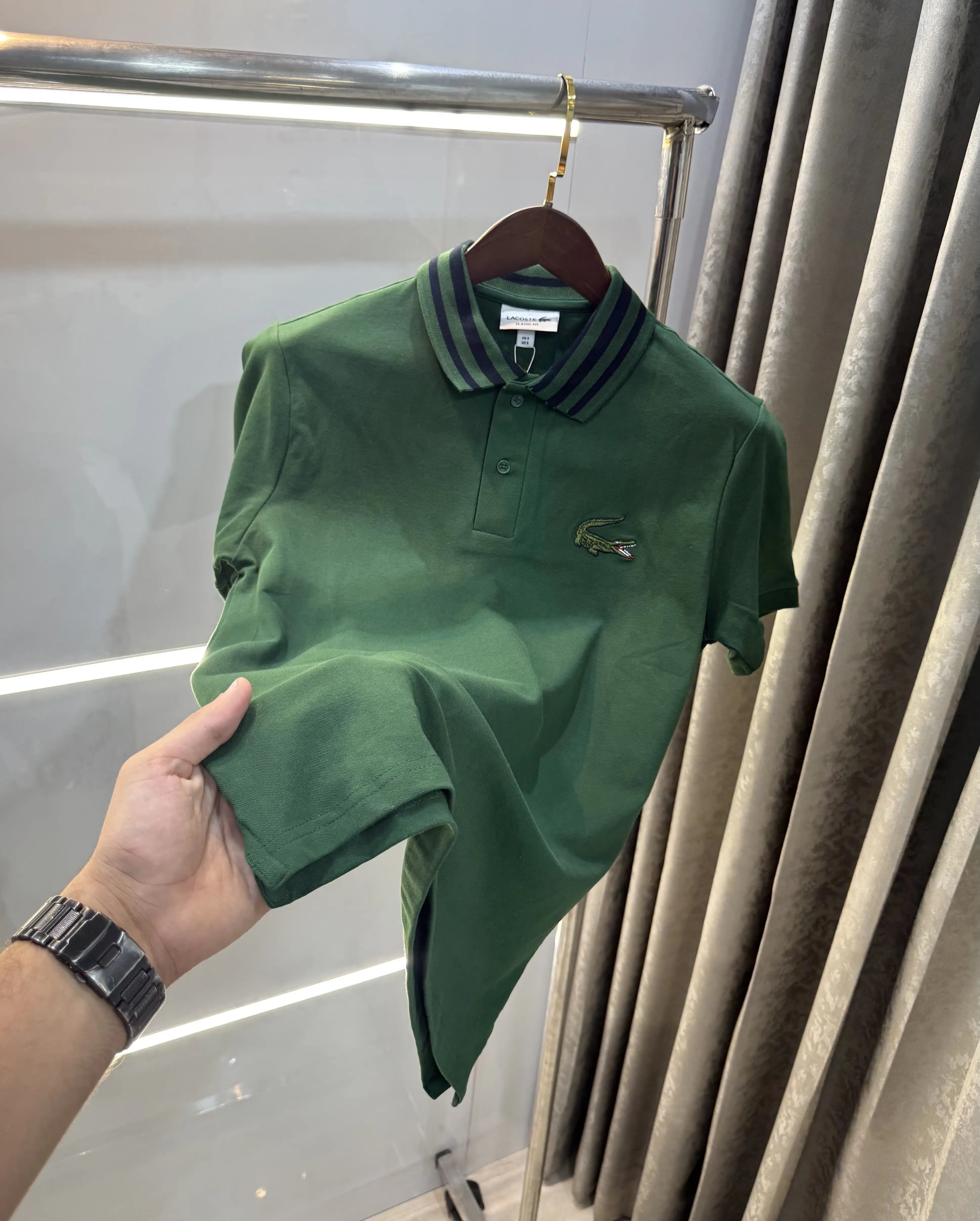 Lacost e Olive Green Embroidery Logo Premium Polo T-Shirt Main image