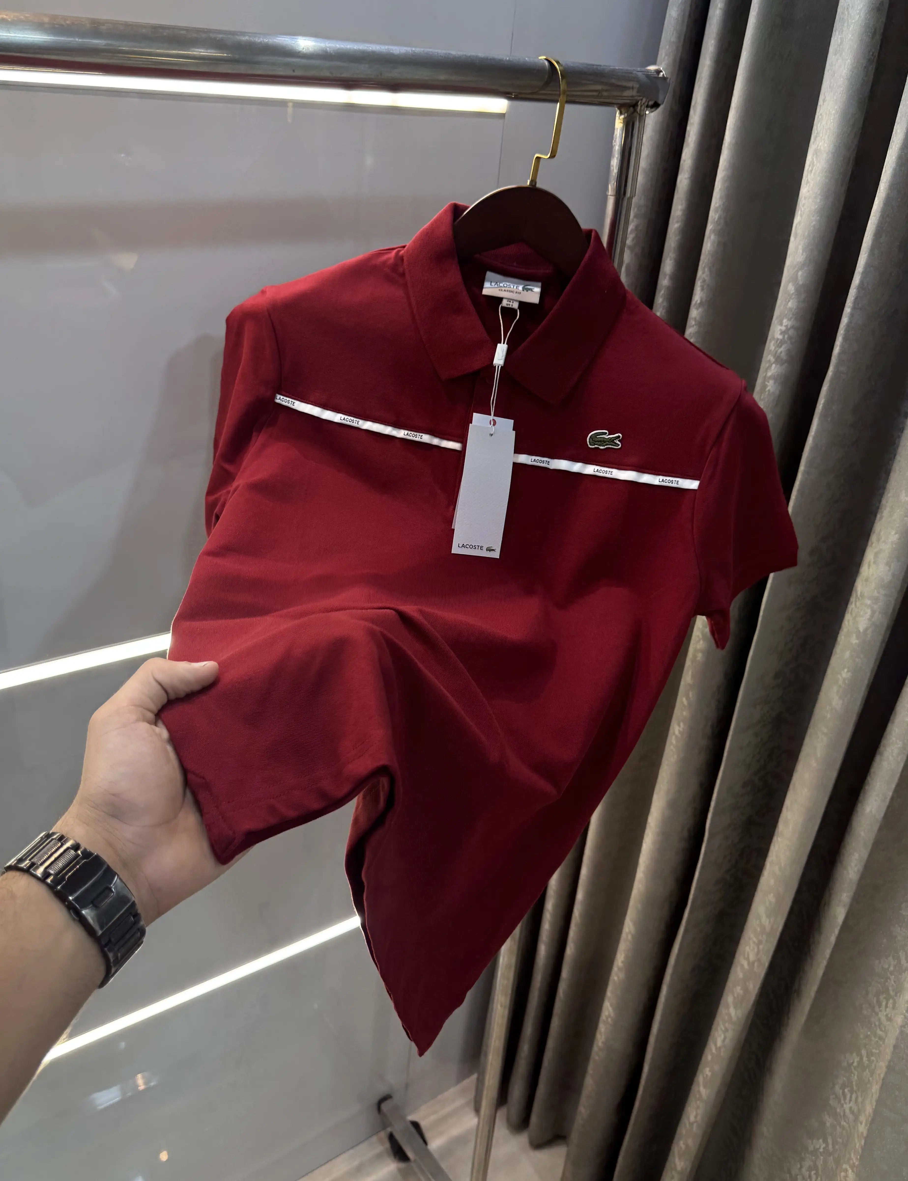 Lacost e Maroon Embroidery Logo Premium Polo T-Shirt Main image