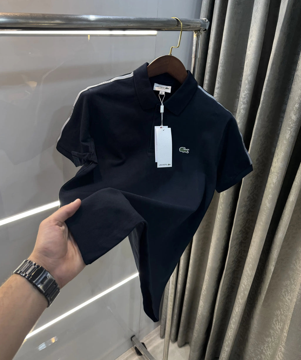 Lacost e Navy Blue Embroidery Logo Premium Polo T-Shirt