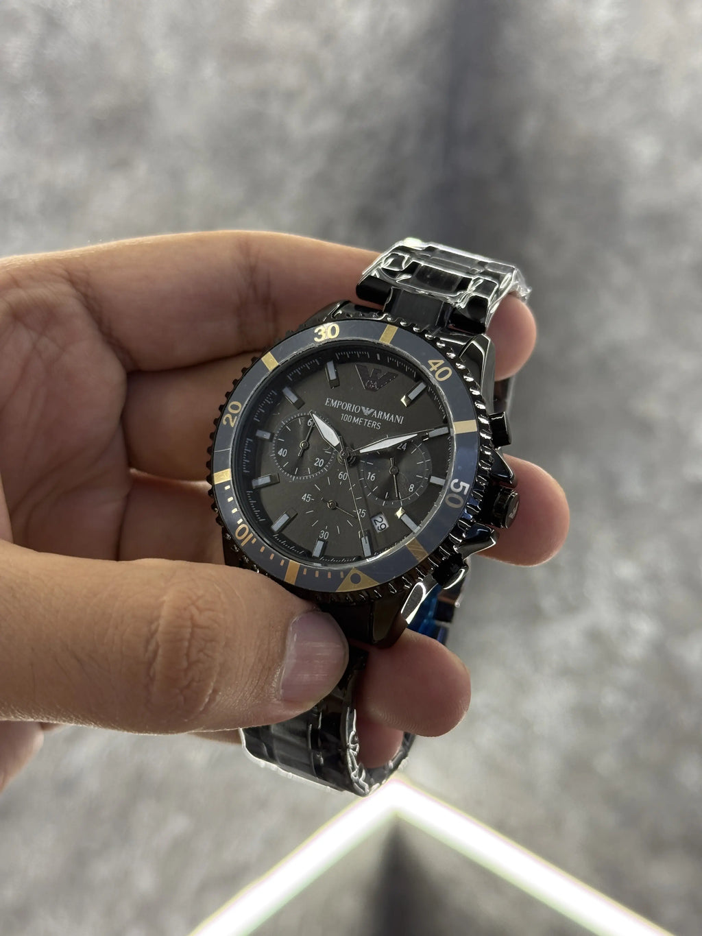 Emporio Armani All Chronograph Working Black Gold Premium 044