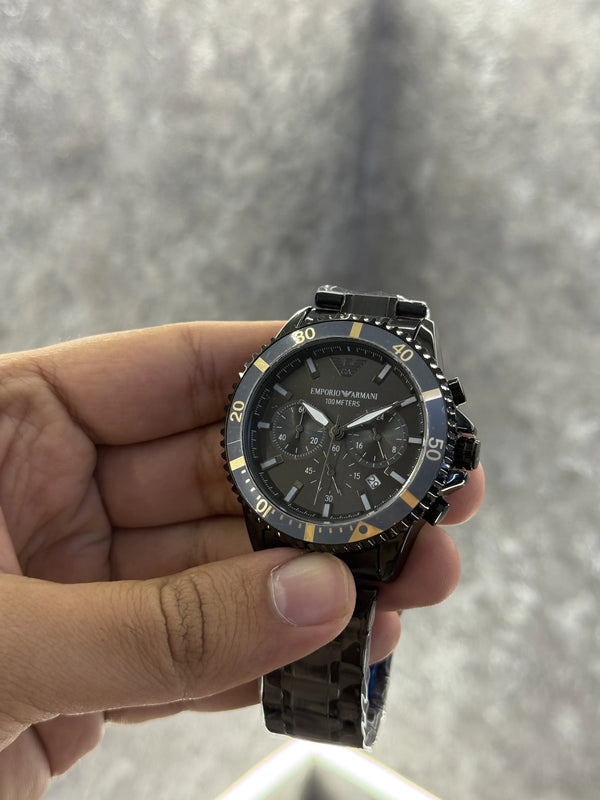 Emporio Armani All Chronograph Working Black Gold Premium 044